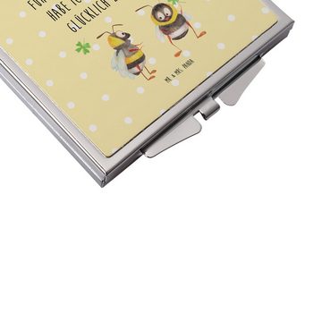 Mr. & Mrs. Panda Kosmetikspiegel Hummeln Kleeblatt - Gelb Pastell - Geschenk, Quadrat, Tiere, Gute Lau (1-St), Fröhlich & praktisch