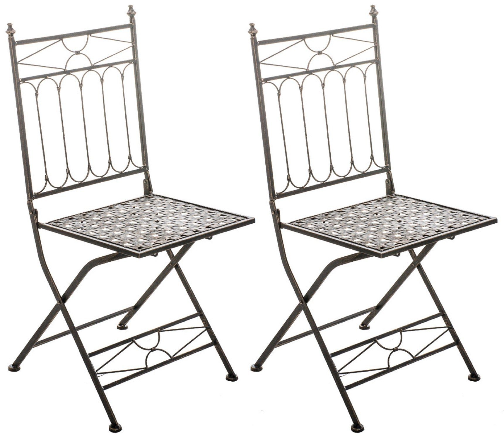 TPFLiving Gartenstuhl Asiri 2er Set - Klappstühle für den Garten - Farbe: (Hochwertiger und stabiler Metallstuhl aus handgefertigtem Eisen, 1 St), Balkonstuhl, Terrassenstuhl - Maße (TxBxH): 43 x 40 x 95cm bronze | Stühle