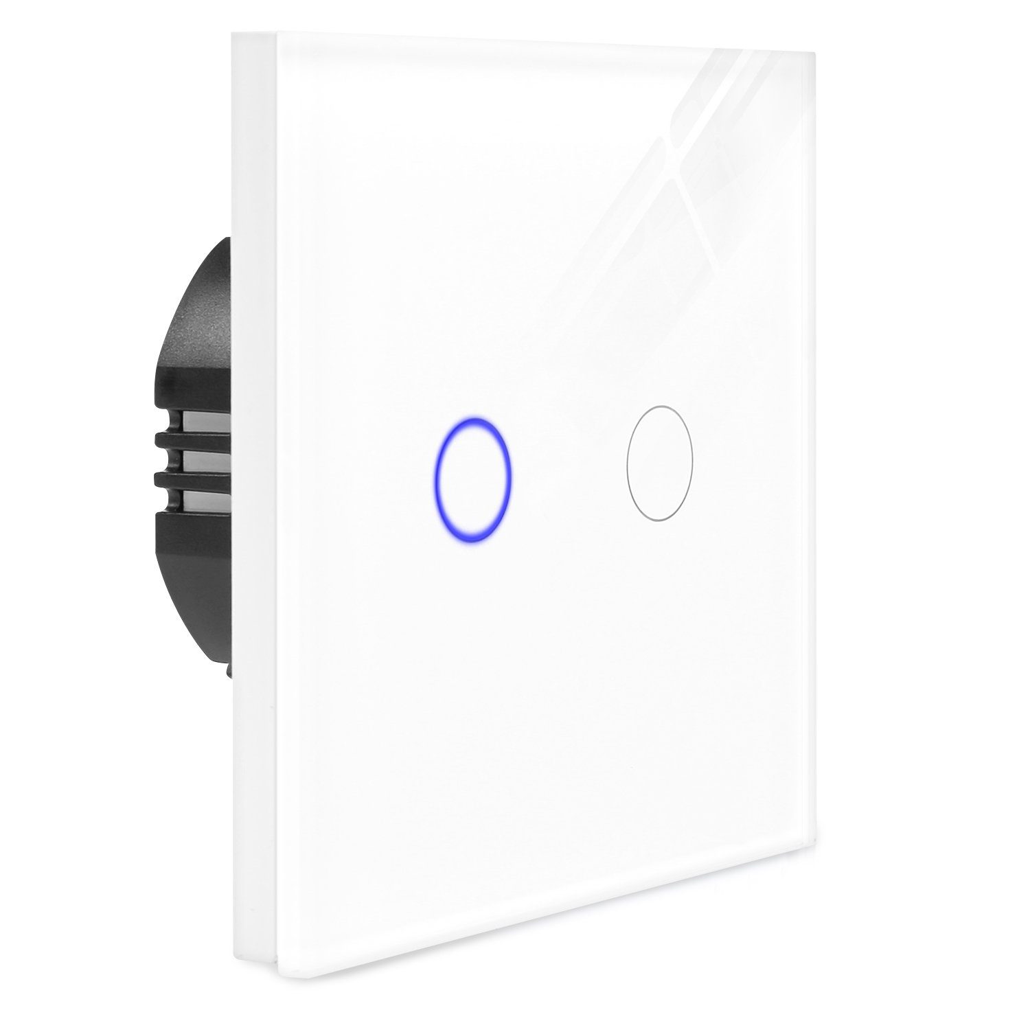 Navaris Lichtschalter 2-facher Touch-Wandschalter mit Glas-Panel und Status-LED (1-St)