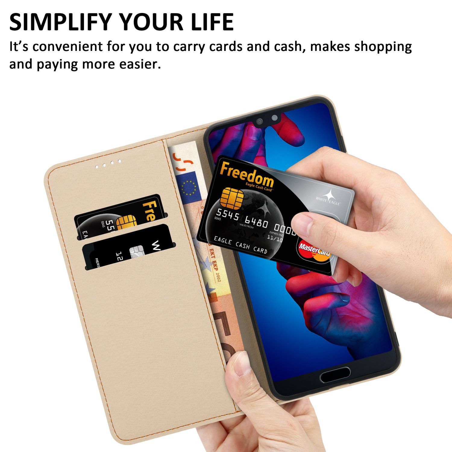 Cadorabo Handyhülle für Huawei P20 Hülle Huawei P20, Handy Schutzhülle - Hülle, Standfunktion, Kartenfach, Magnetverschluss