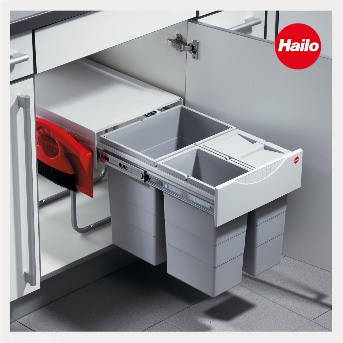 Hailo Einbaumülleimer Hailo Abfallsammler 3642231 Mülleimer Raumspar-Tandem-H 2x 10 + 20 Ltr