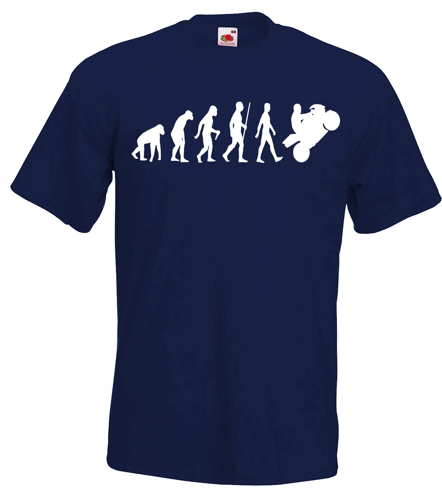 Navyblau Herren Frontprint Evolution T-Shirt Designz mit Motorrad modischen Youth T-Shirt