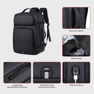 MULISOFT Laptoprucksack Rucksack Handgepäck Groß Erweiterbarer für Laptop 15,6 17 Zoll, Reiserucksack Laptop-Rucksack Herren mit USB-Ladebuchse