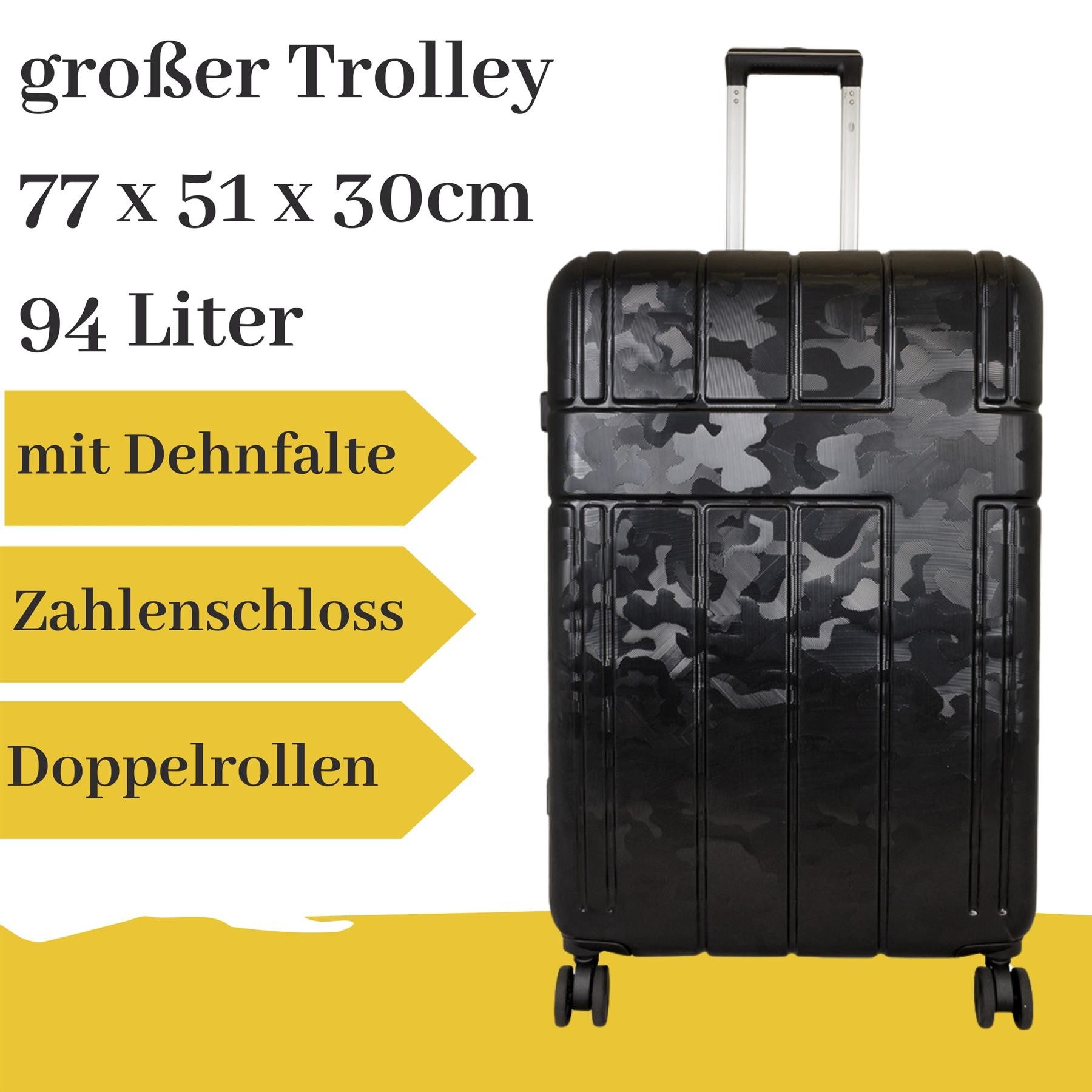 MONOPOL® Hartschalen-Trolley großer Hartschalentrolley Camouflage schwarz