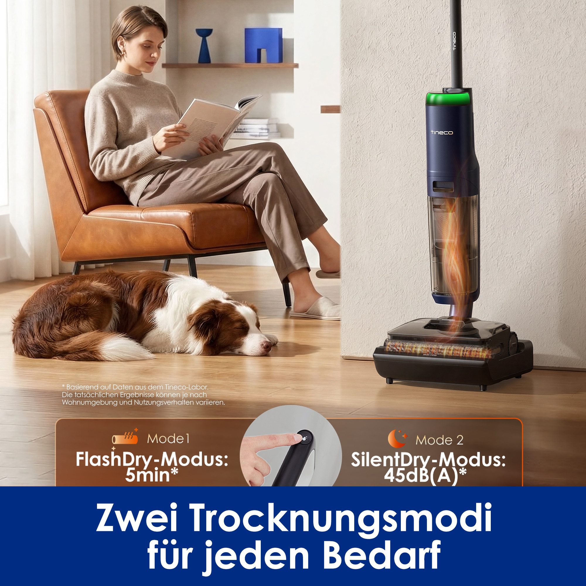Tineco Nass-Trocken-Sauger FLOOR ONE S7 Max, 25.000pa Saugleistung, 85° Grad Heißluft-Trocknung, beutellos, 65 Min Akku, 180° Grad Neigung, automatischer Antrieb, Anti-Tangle