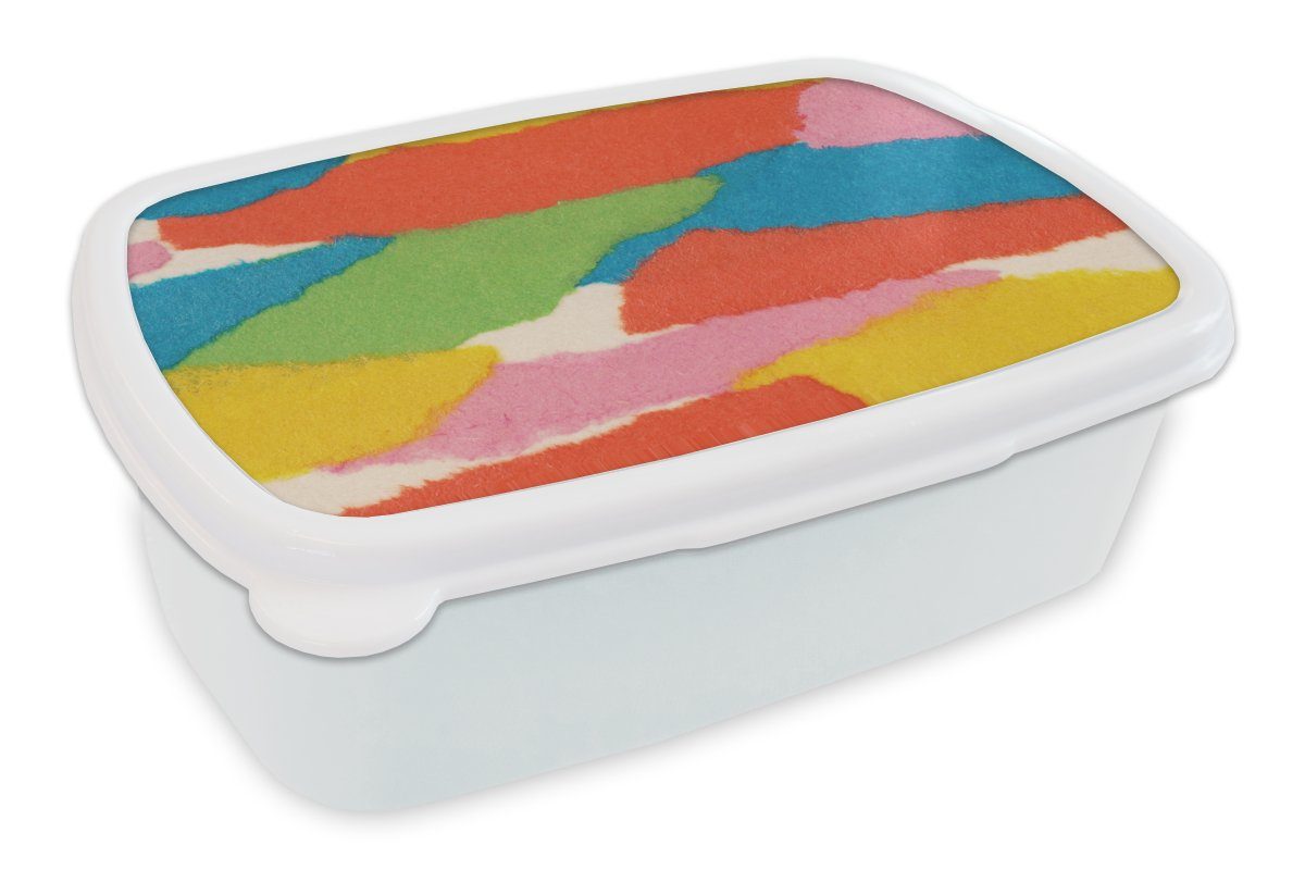 MuchoWow Lunchbox Abstrakt - Formen - Rot - Grün - Retro, Kunststoff, (2-tlg), Brotbox für Kinder und Erwachsene, Brotdose, für Jungs und Mädchen weiß