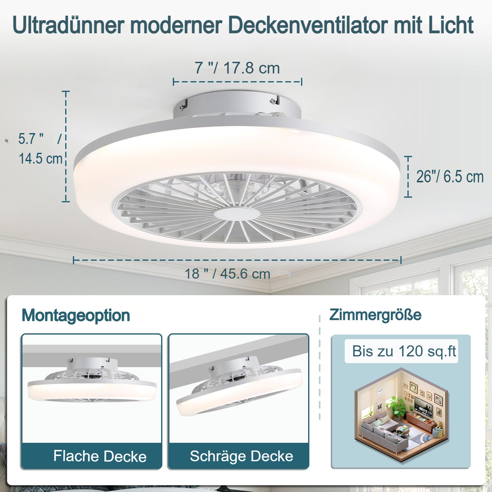 Sofucor Deckenventilator mit LED-Beleuchtung und Fernbedienung, günstig online kaufen