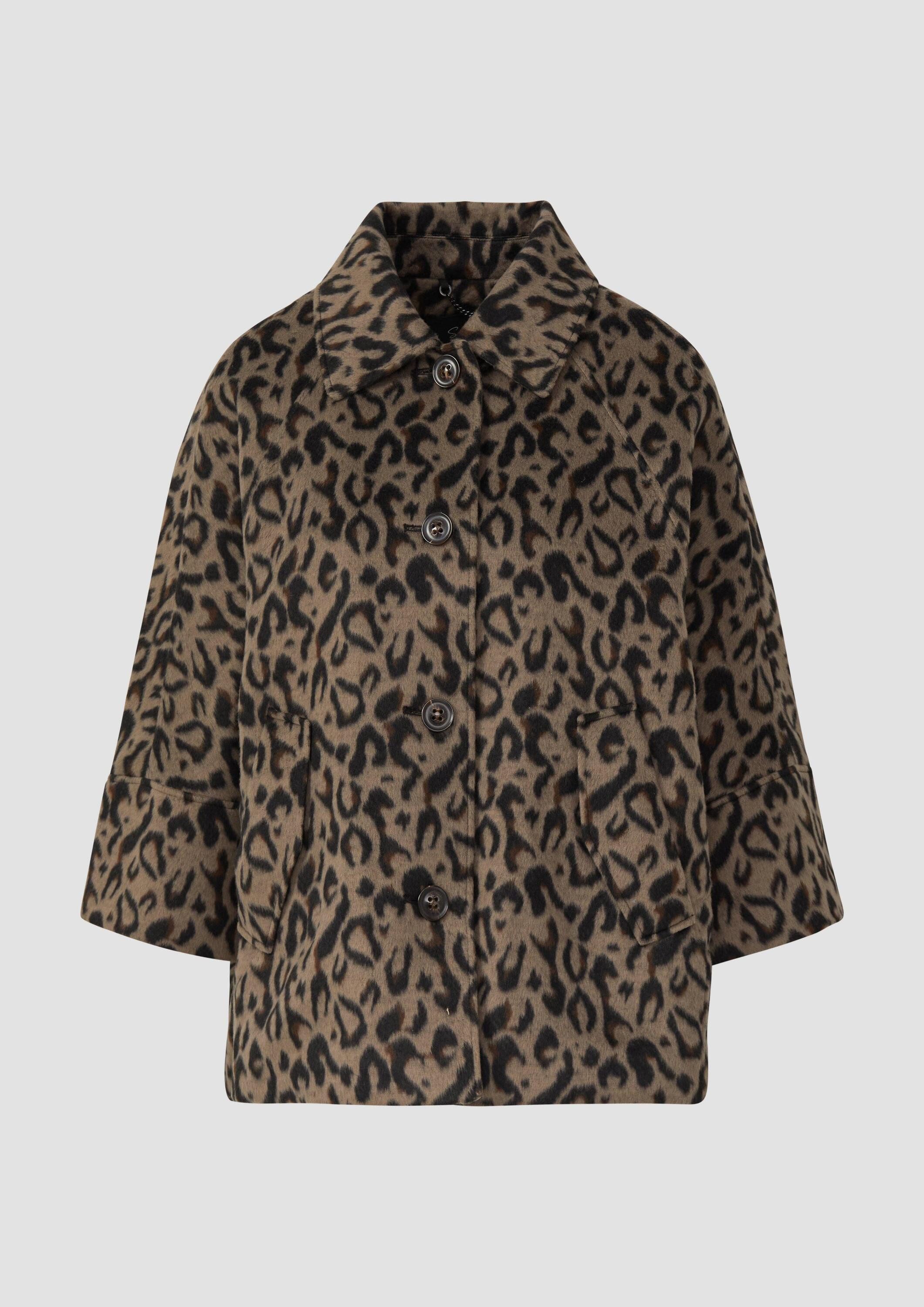 s.Oliver Funktionsjacke Outdoor-Jacke Wattierte Cape-Jacke mit Leo-Print