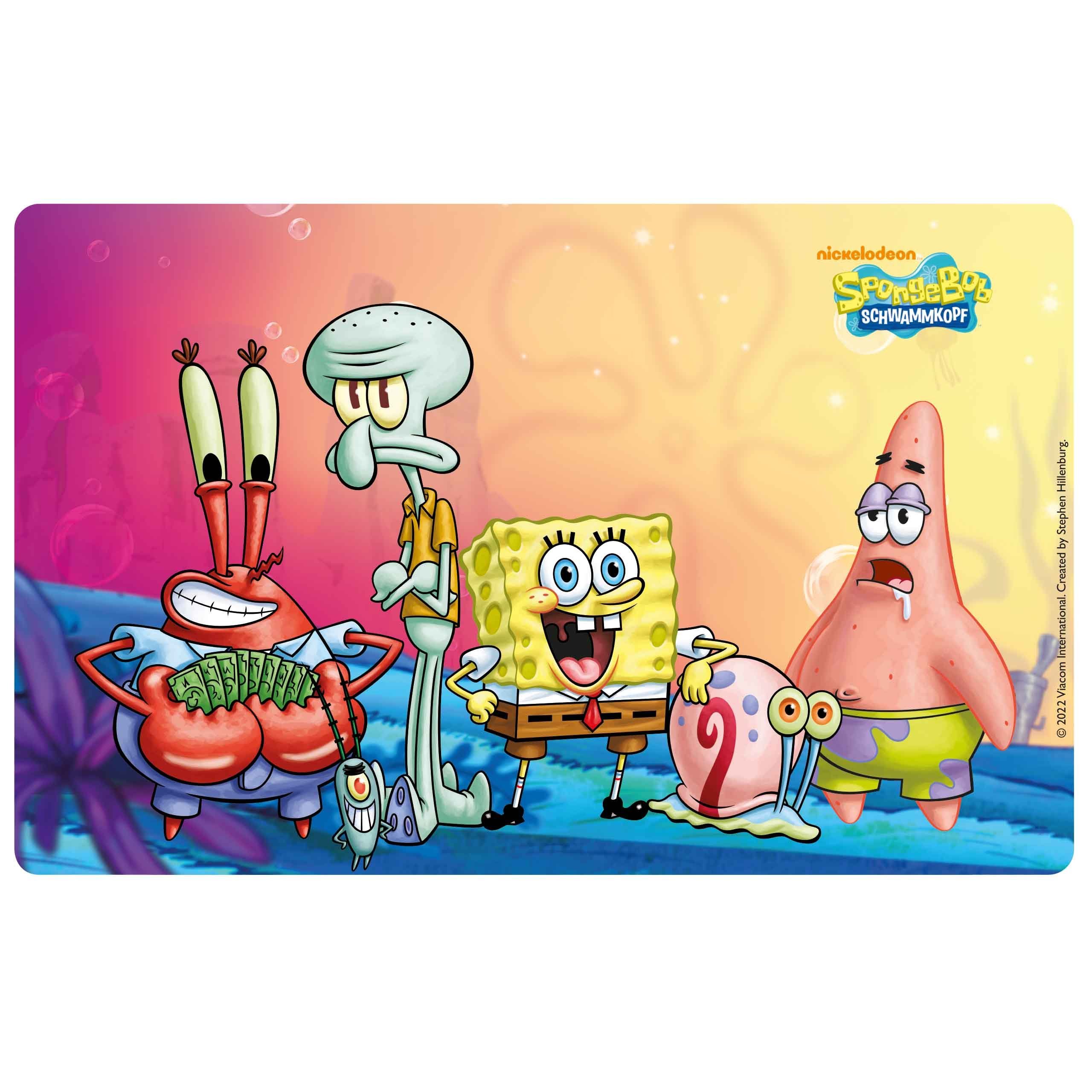 Kunststoff Labels® (PP) Schwammkopf Spongebob Lunchbox Brotdose Trennwand - United Freunde Blau, mit Alle