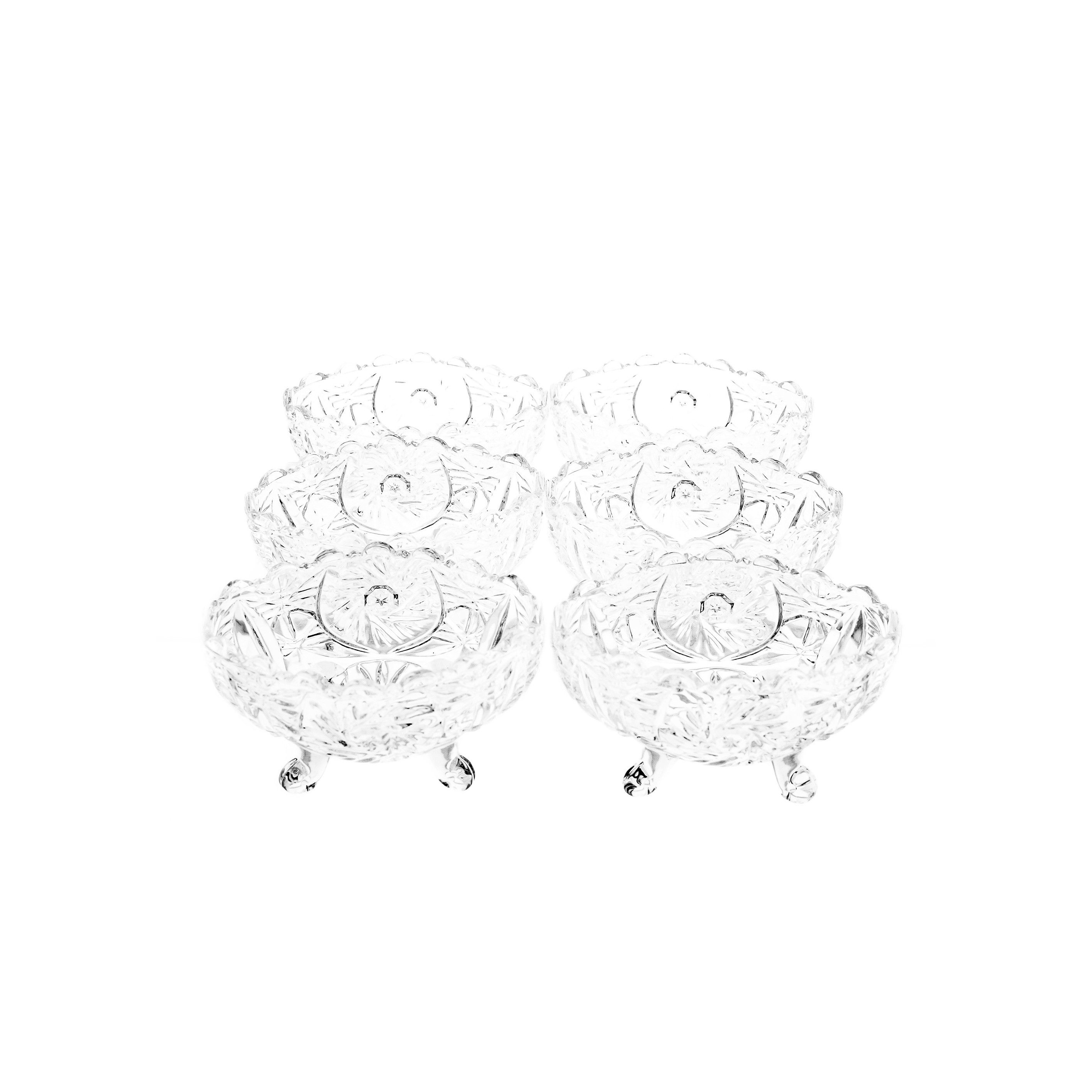Sunay Servierschale 6 Tlg. Set Servierschale aus Glas Oval mit Muster für Snacks, Bowl, (6-tlg) – Bild 5 von 5