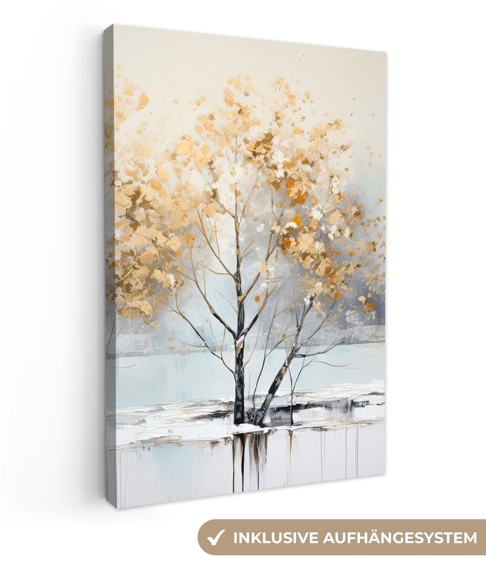 OneMillionCanvasses® Leinwandbild Winter - Bäume - Natur - Acryl - Kunst, F günstig online kaufen