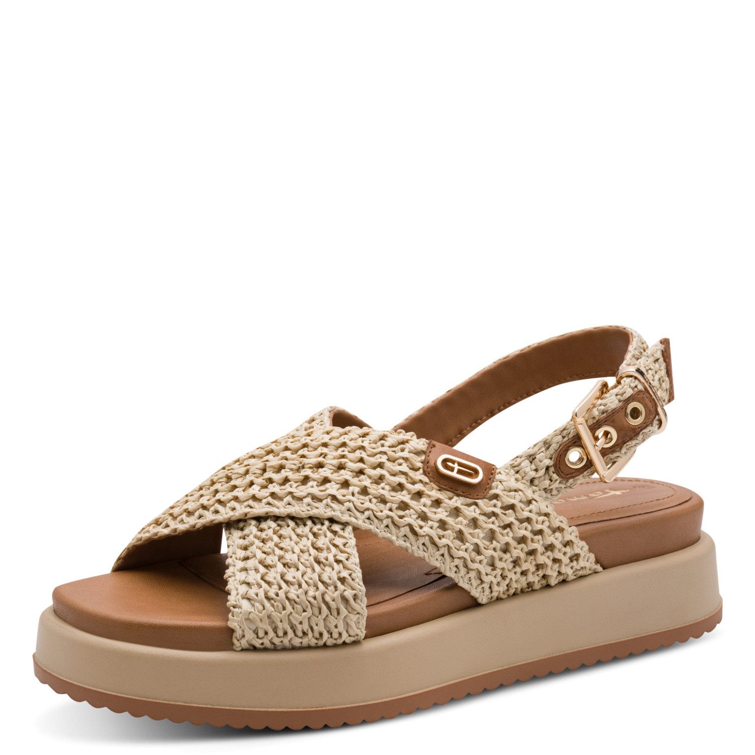 Tamaris Keilsandalette, Plateau, Riemchensandale, Sommerschuh mit Kreuz-Bandage