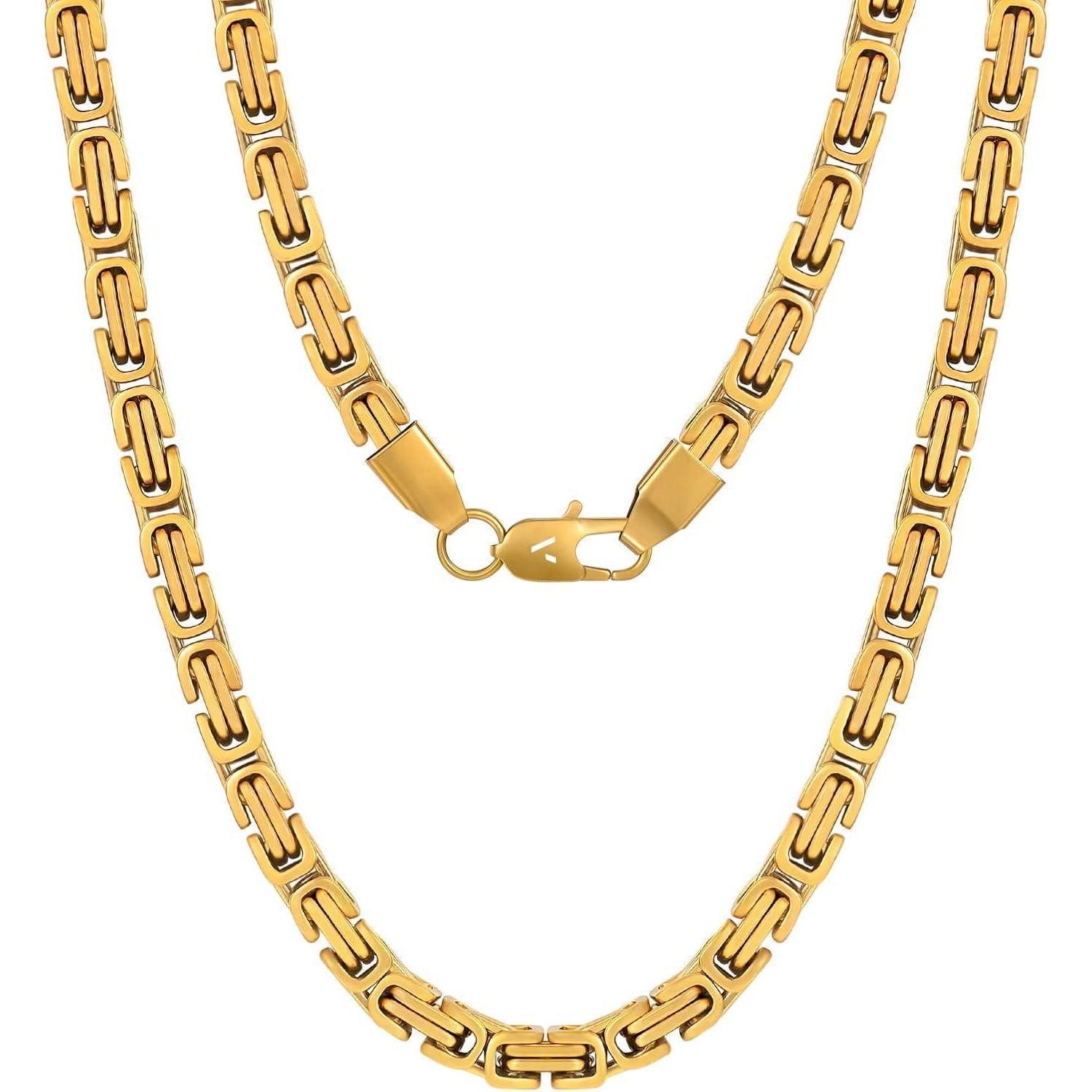 LuxusKollektion Königskette Kette Herren 18K Gold Edelstahl Golden-6mm 60.0 Zentimeter