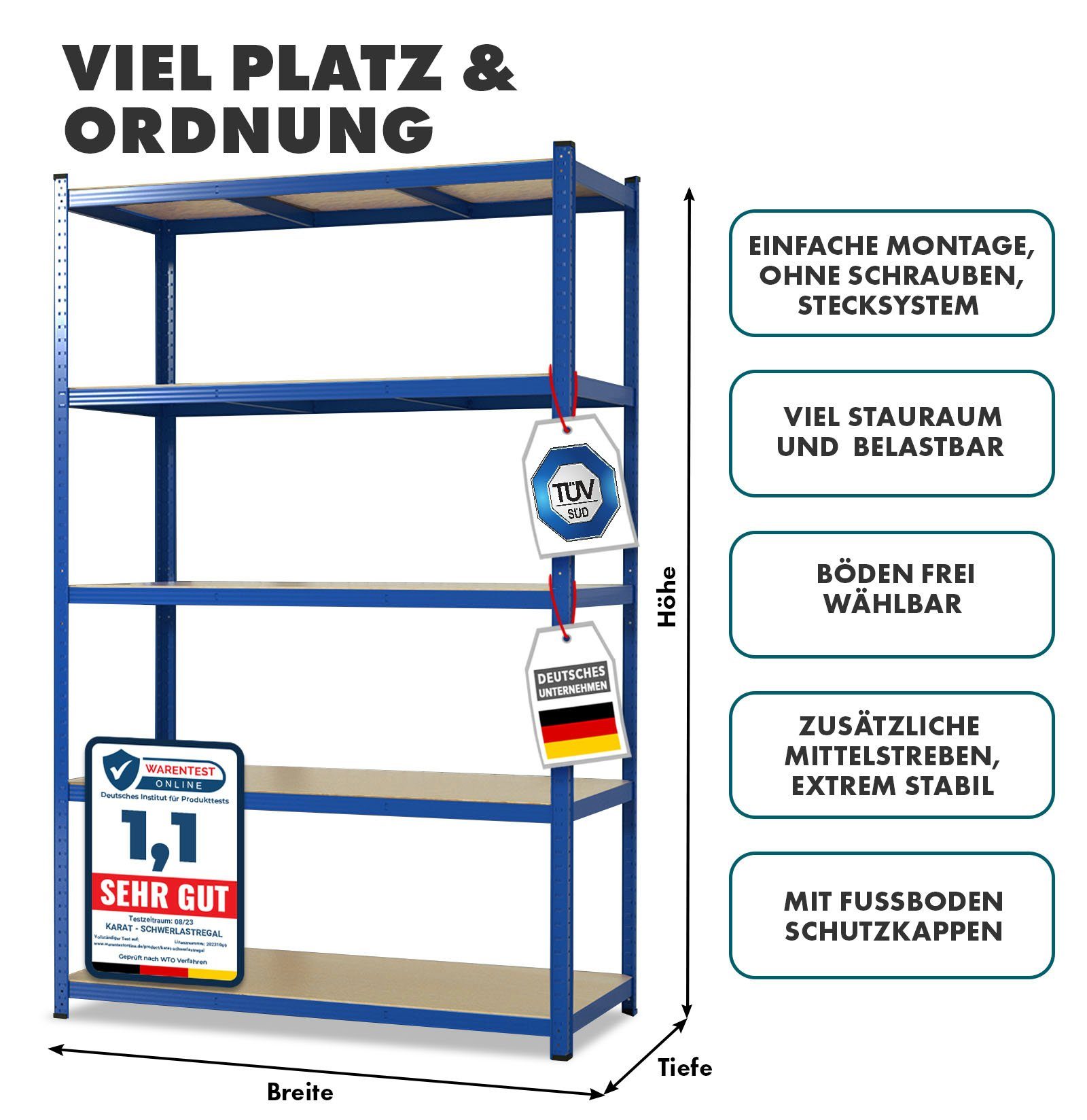 Karat Schwerlastregal Steckregal, Weitspannregal für Garage, Keller günstig online kaufen