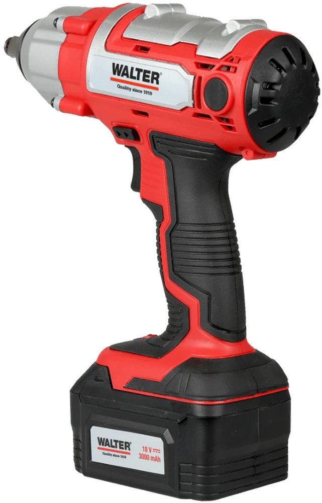 WALTER Akku-Drehschlagschrauber 18V Kfz Auto Akku Schlagschrauber 1/2" inkl 3Ah Akku 250Nm, 2300 U/min, 250 Nm, Schlag­kraft: 250 Nm