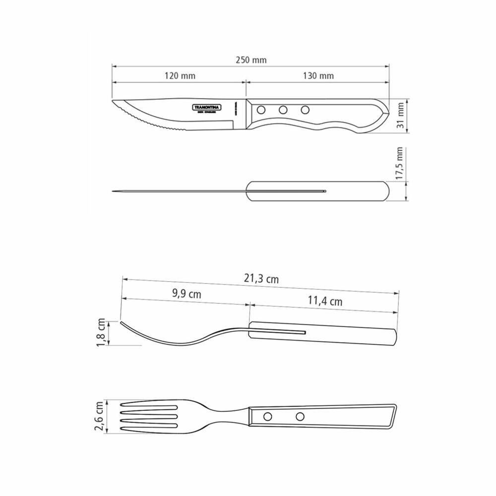 Tramontina Steakbesteck JUMBO 12-tlg., Edelstahl