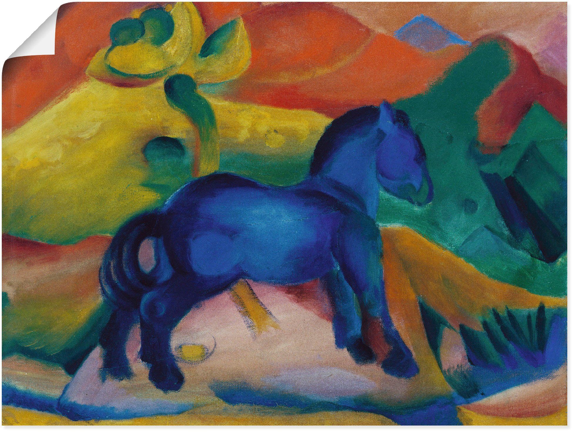 Artland Wandbild Blaues Pferdchen Kinderbild. 1912., Tiere (1 St), als Alubild, Leinwandbild, Wandaufkleber oder Poster in versch. Größen