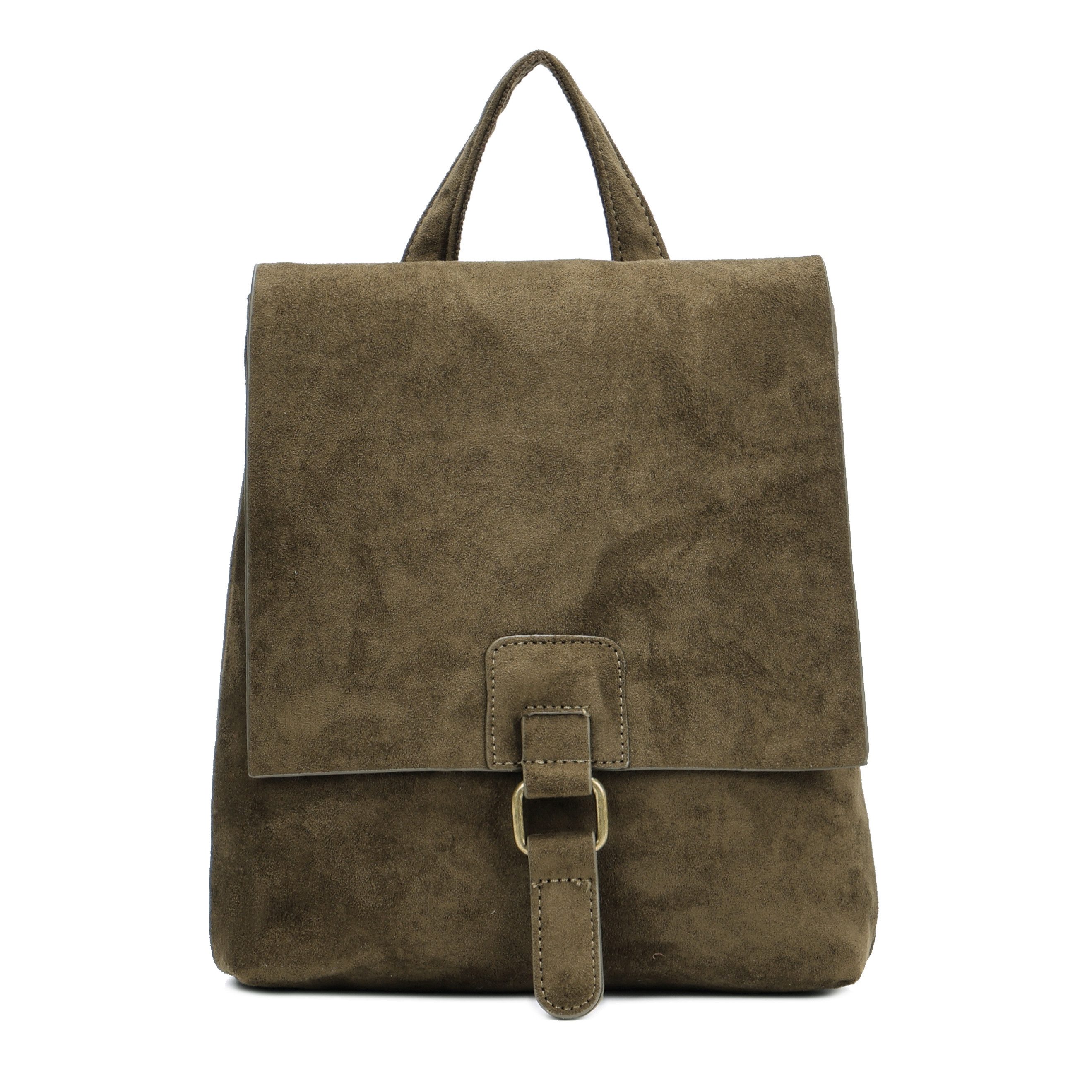 MIRROSI Tagesrucksack Damen auch als Crossbody Bag 2 in 1, Wildleder-Optik (ca. 24 x 7 x 27 cm), Cityrucksack, Daypack, Tragegriff & verstellbaren Riemen