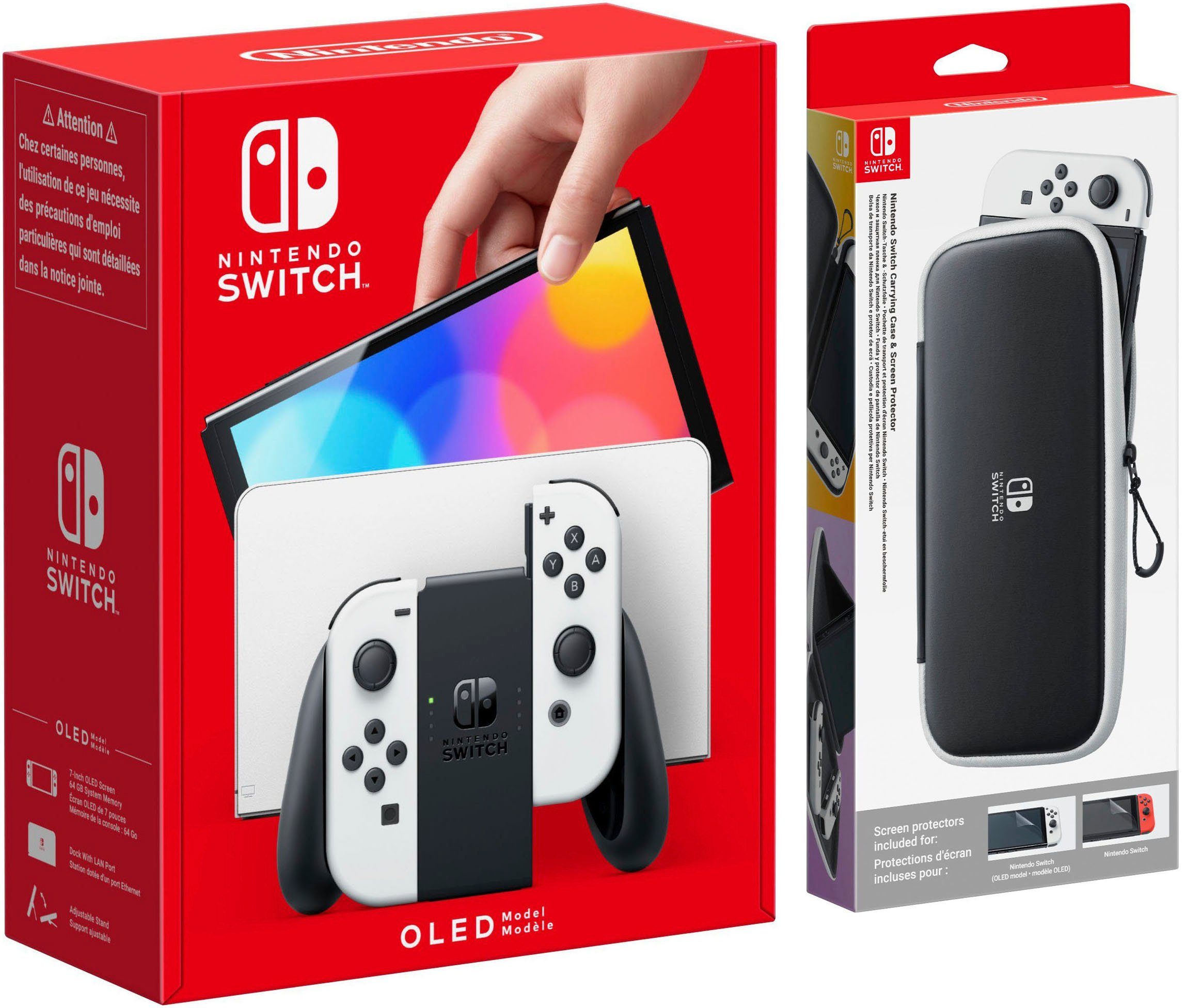 Nintendo Switch, OLED-Modell + Schutzfolie & Tasche