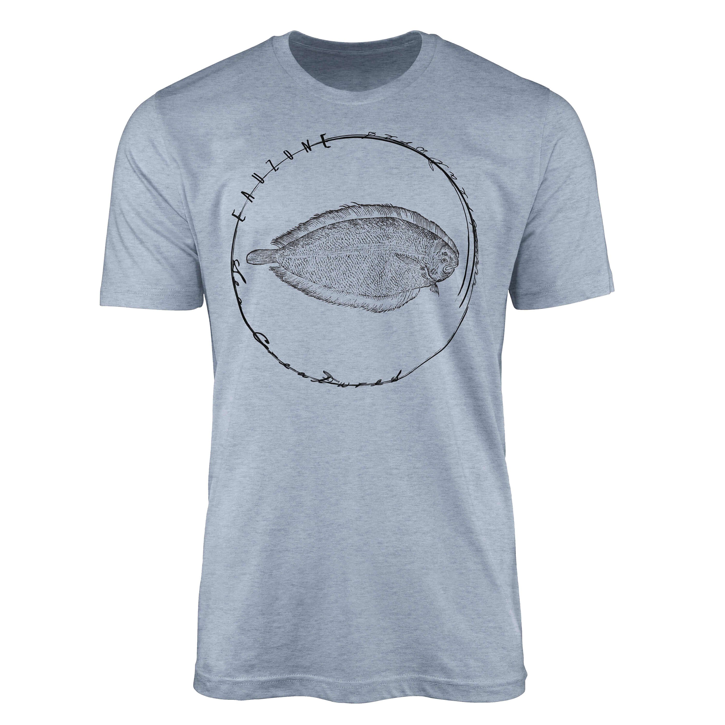 Sinus Art T-Shirt T-Shirt Tiefsee Fische - Serie: Sea Creatures, feine Struktur und sportlicher Schnitt / Sea 079 Stonewash Denim
