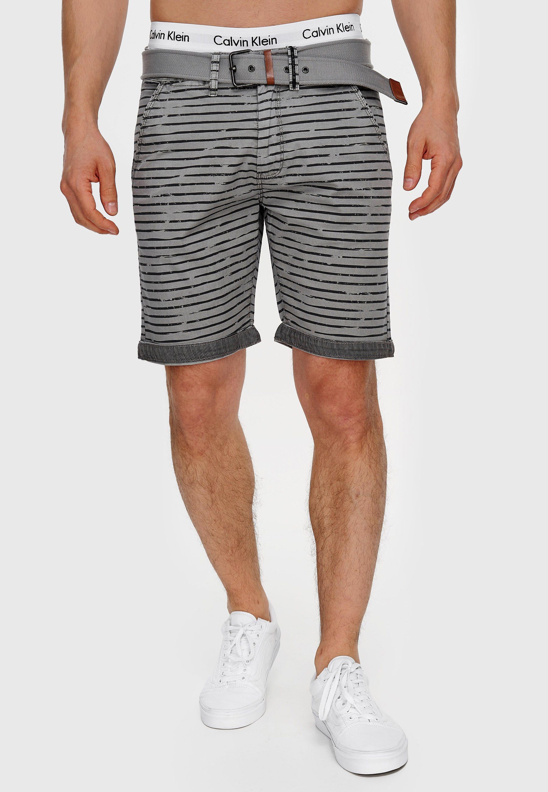 Indicode Chinoshorts Arroyo mit auffälligem Streifenmuster günstig online kaufen
