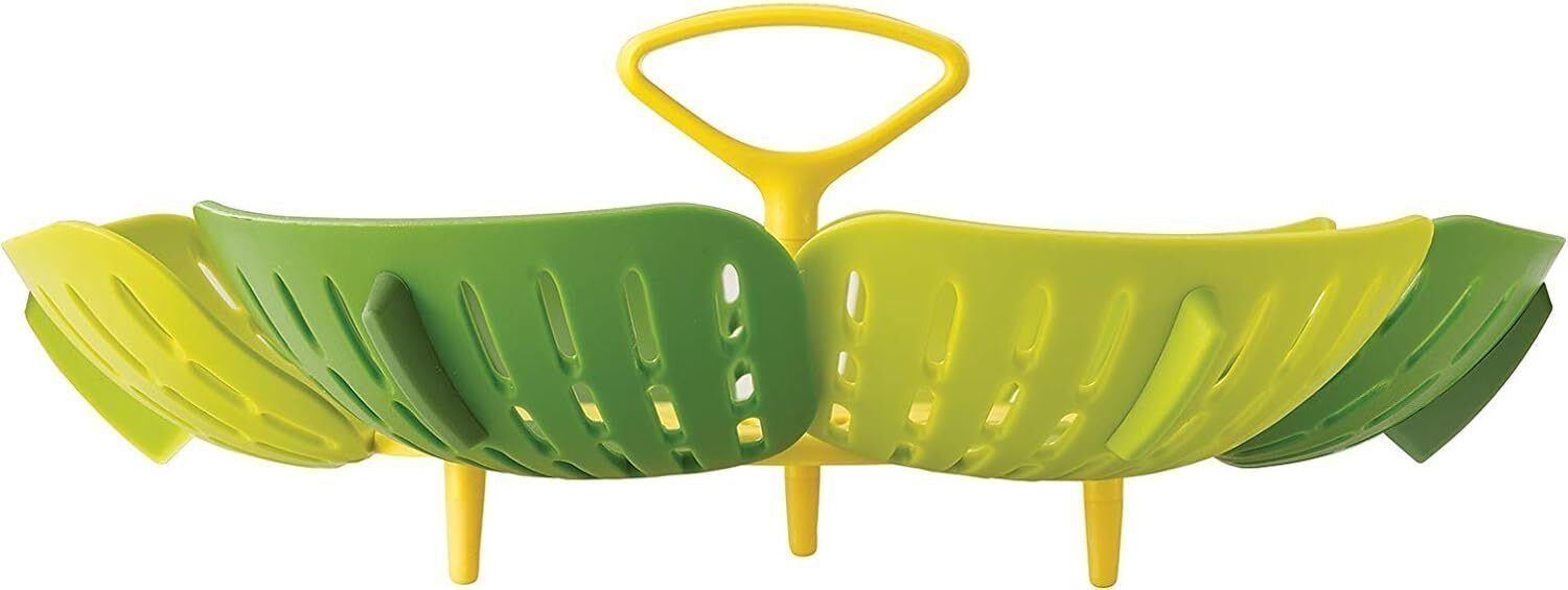 Joseph Joseph Dampfgareinsatz Bloom Folding Basket für Gemüse Dampfgarein Dampfgareinsatz-Grün, Leicht anzuhebender Gabelhaken,Faltbar zum kompakten Aufbewahren
