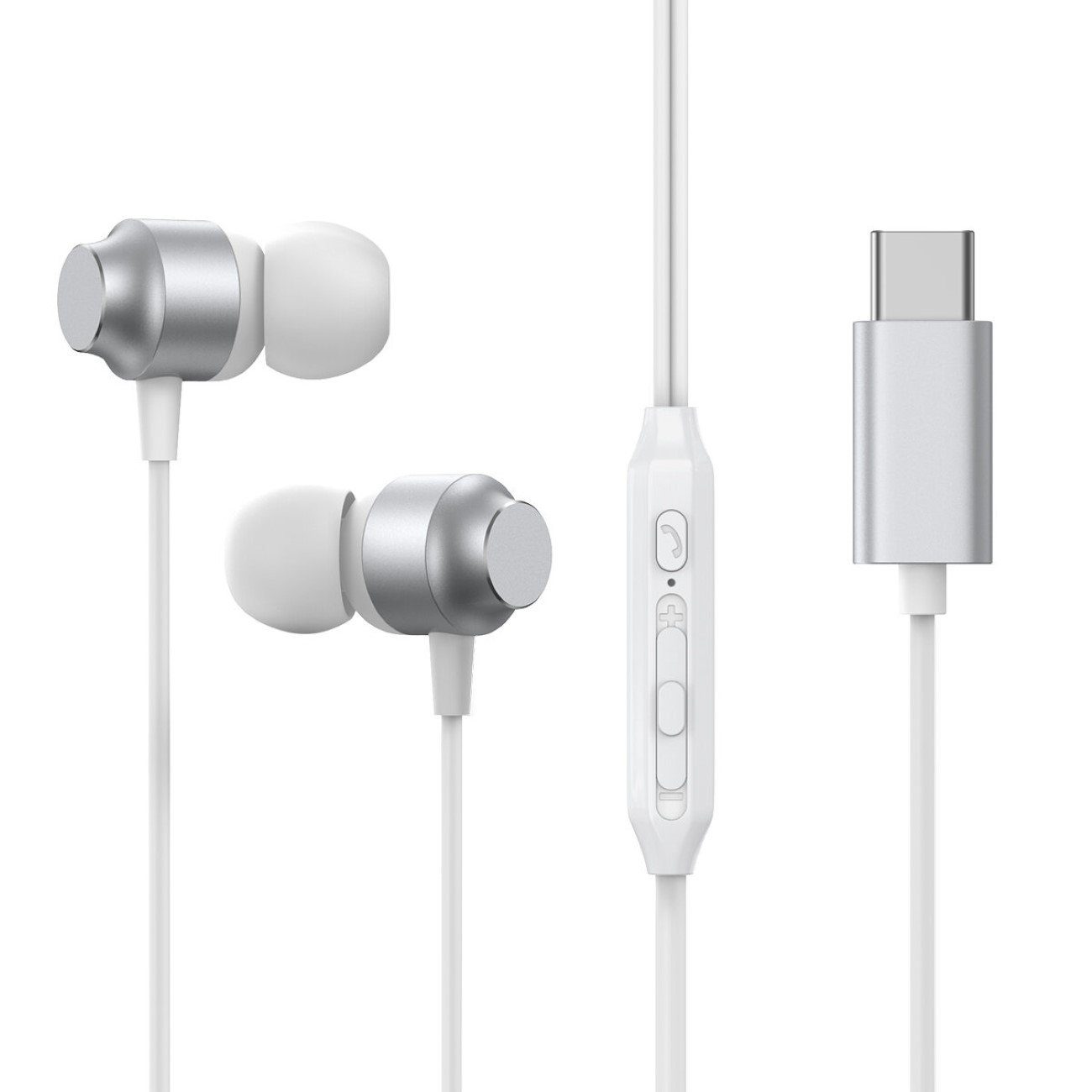 USB-C Kabelkopfhörer In-Ear-Kopfhörer – Silber 1200 mm In-Ear-Kopfhörer