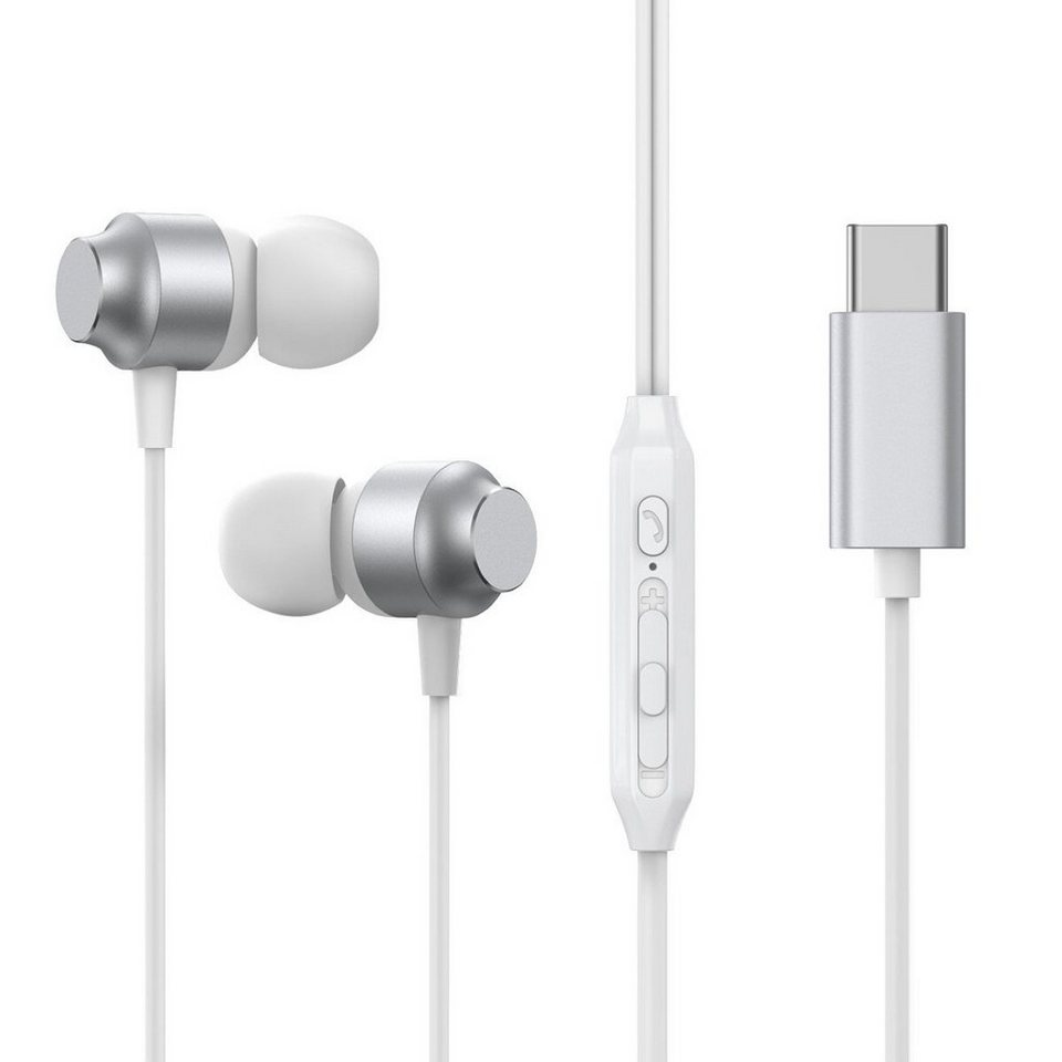 JOYROOM USB-C Kabelkopfhörer In-Ear-Kopfhörer – Silber 1200 mm In-Ear- Kopfhörer