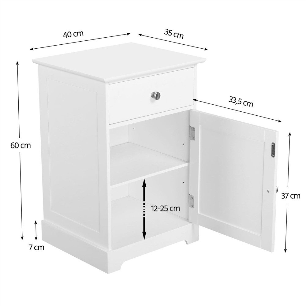Yaheetech Nachttisch Nachtschrank 40 × 35 × 60 cm (1-St), mit 1 Schublade und 2 Fächern, Einlegeboden höhenverstellbar – Bild 4 von 5