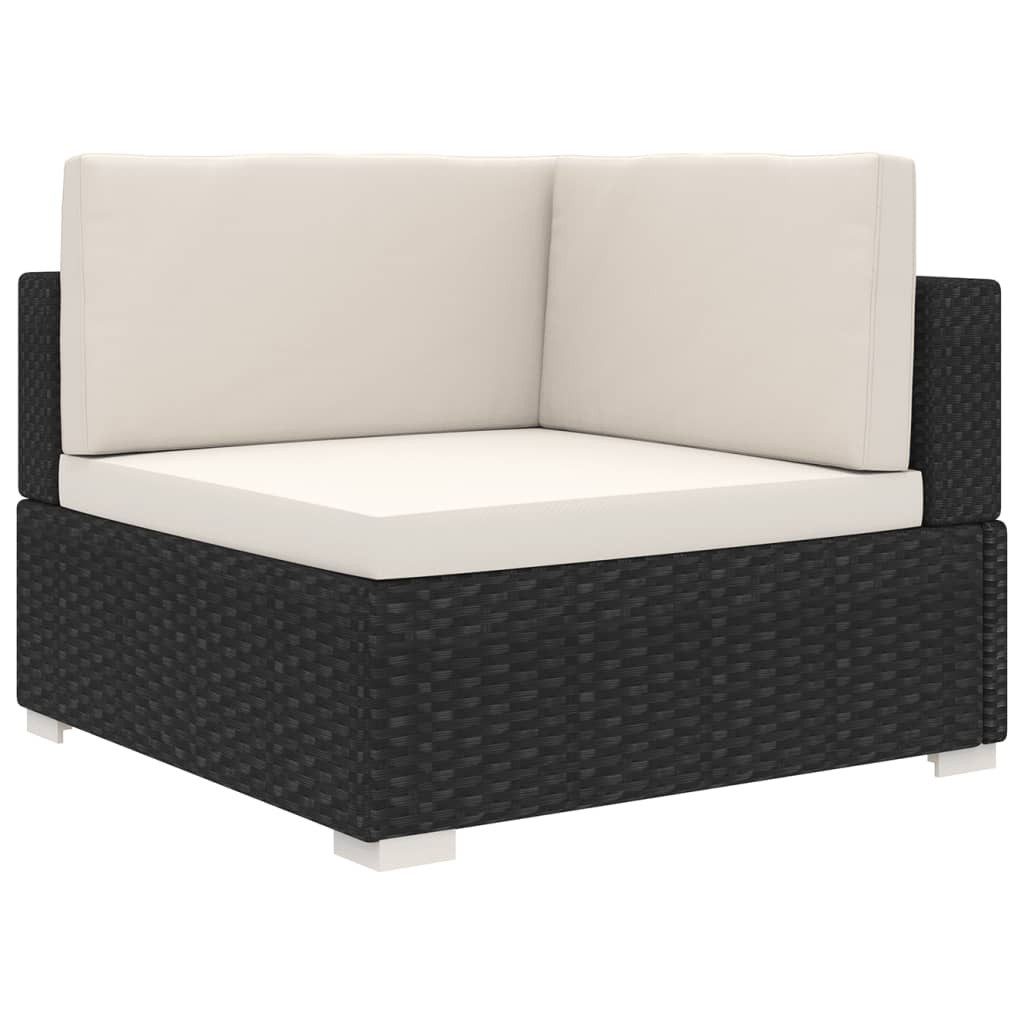 vidaXL Sofaelement Modular-Sofa-Eckteil 1 Stk. + Auflagen Poly Rattan Schwarz (1 St)