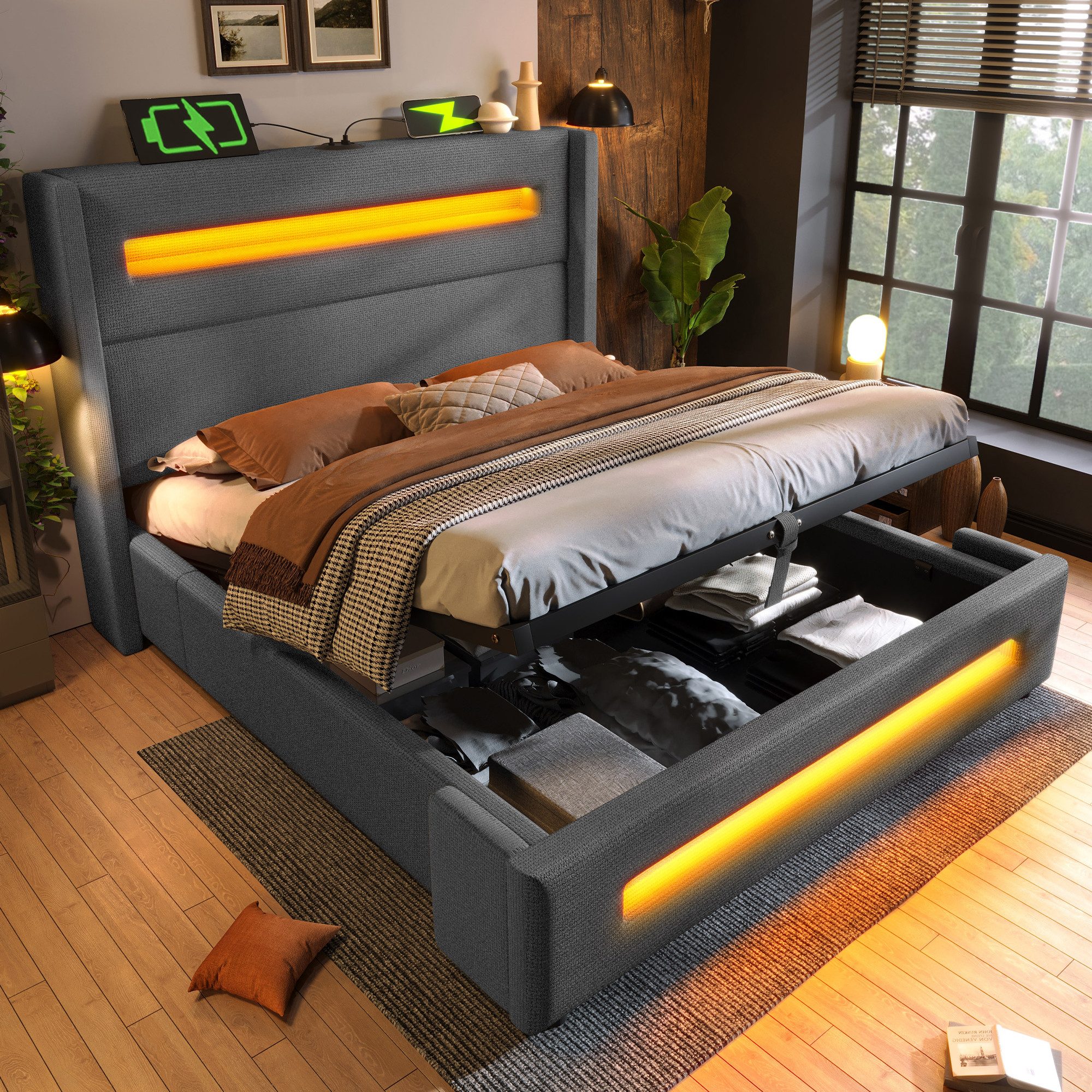 STILVORA Polsterbett 140x200 mit Bettkasten,Jugendbett mit günstig online kaufen