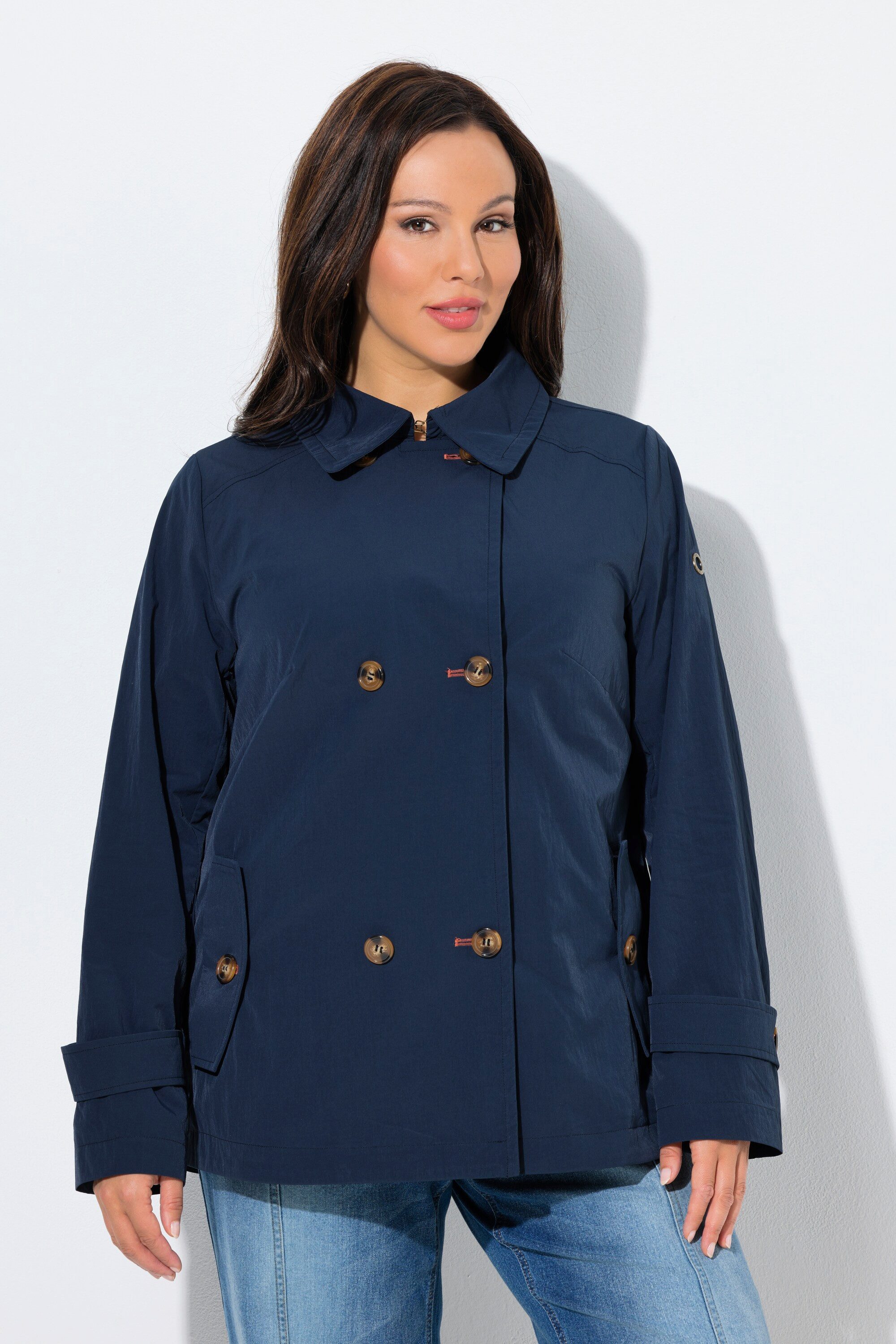Ulla Popken Outdoorjacke HYPRAR Kurz-Trenchcoat A-Linie wasserabweisend günstig online kaufen