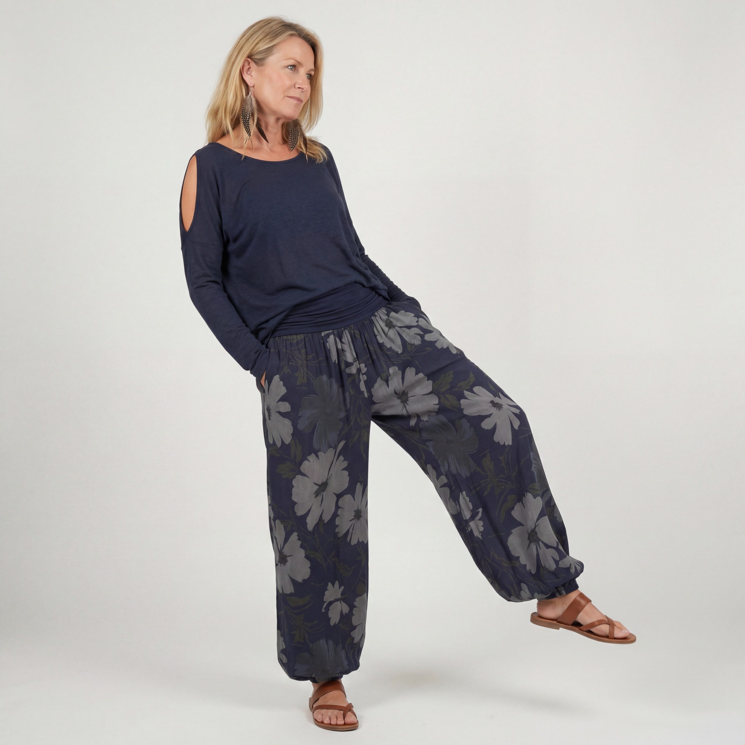OriginalYou Haremshose Sommerhose luftig und leichte Pumphose für Damen mit elastischem Bund, sommerliches Design, Middle Waist