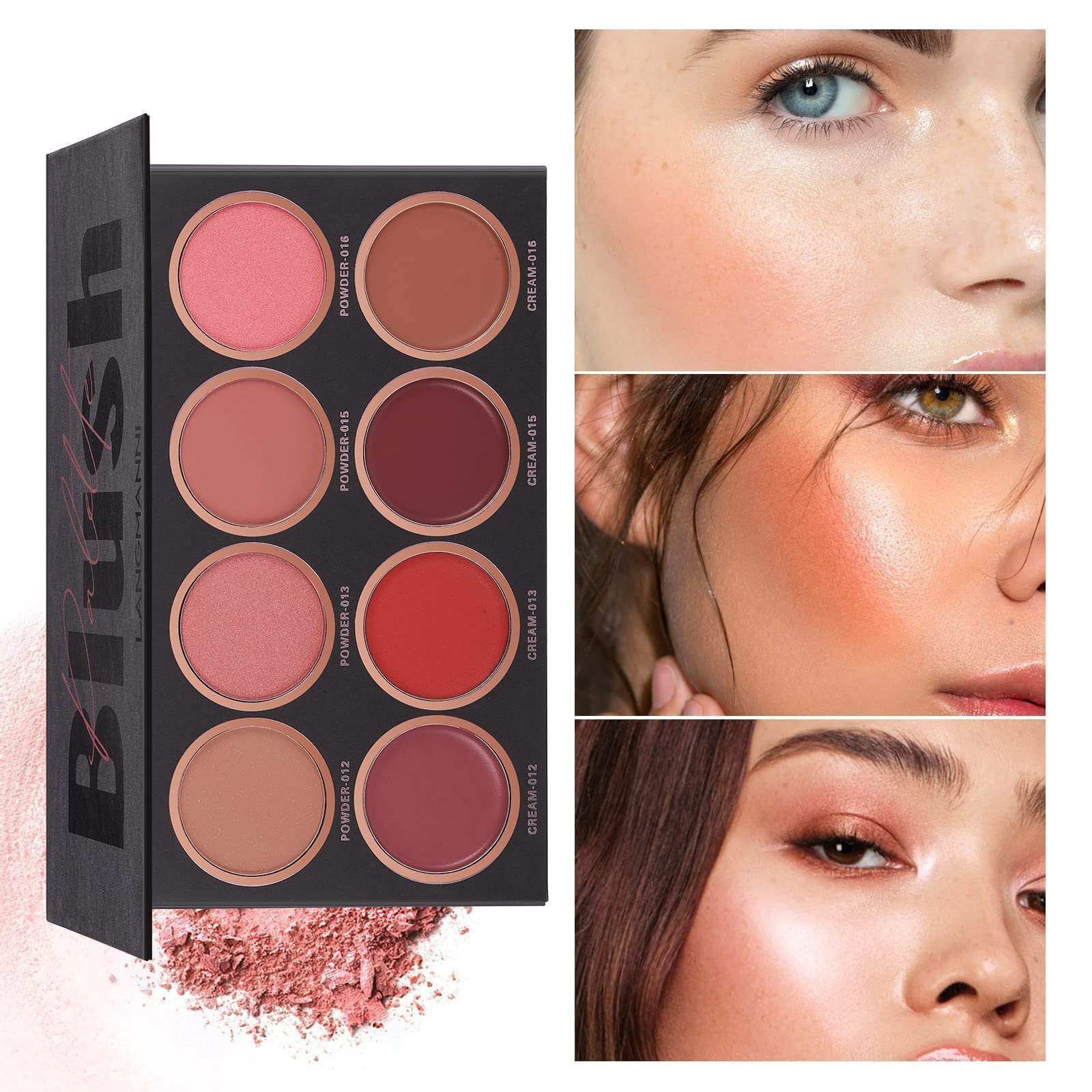 POCHUMIDUU Rouge 8 Farben Rouge Teint-Reparatur, aufhellende und Make-up Augen Gesicht für Palette, Matte,Grundierung