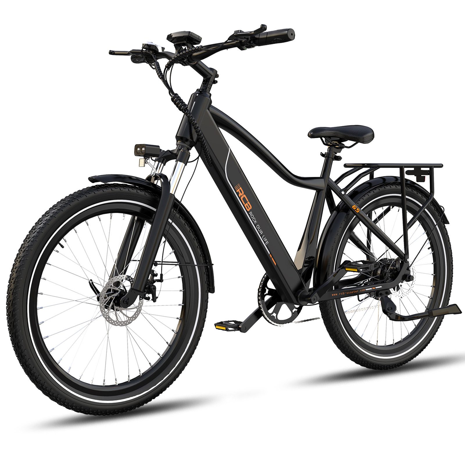 RCB E-Bike Pedelec G5 für Stadt und Gelände,27,5Zoll Herren Elektrofahrrad,13Ah,60-100 km, 7 Gang, Kettenschaltung, Heckmotor, 468 Wh, APP&NFC,ebike Herren,Gepäckträger hinten,max. Geschwindigkeit: 25 km/h