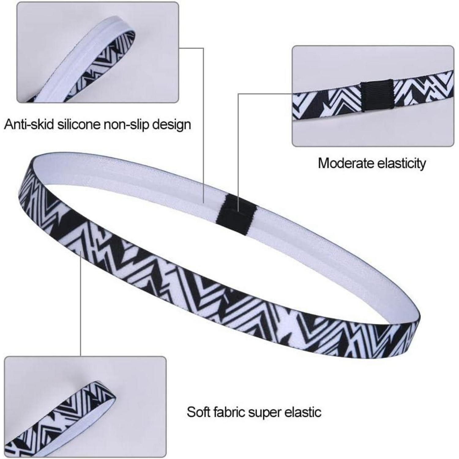 LuxusKollektion Stirnband Sport Stirnbänder Unisex Elastisch Dünn Rutschfest 5er Set