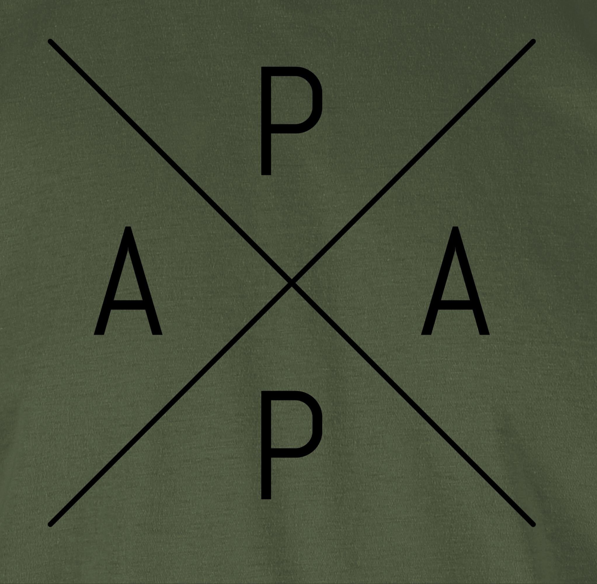 Shirtracer T-Shirt Papa X schwarz 02 Geschenk Vatertag Army Papa Grün für