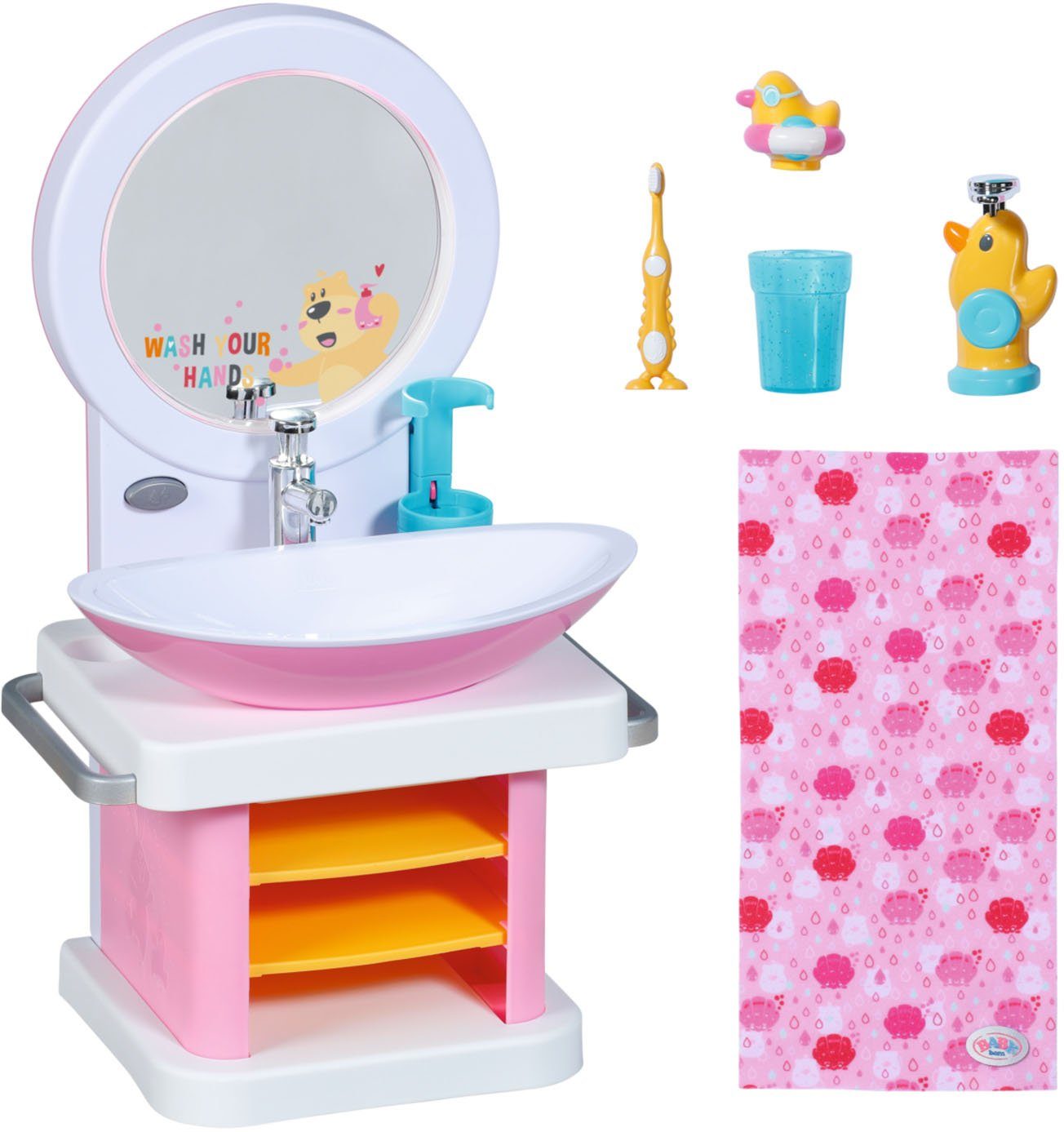 Creation® Zapf mit Bath, Licht- Baby Puppenwaschtisch Soundeffekten und Born