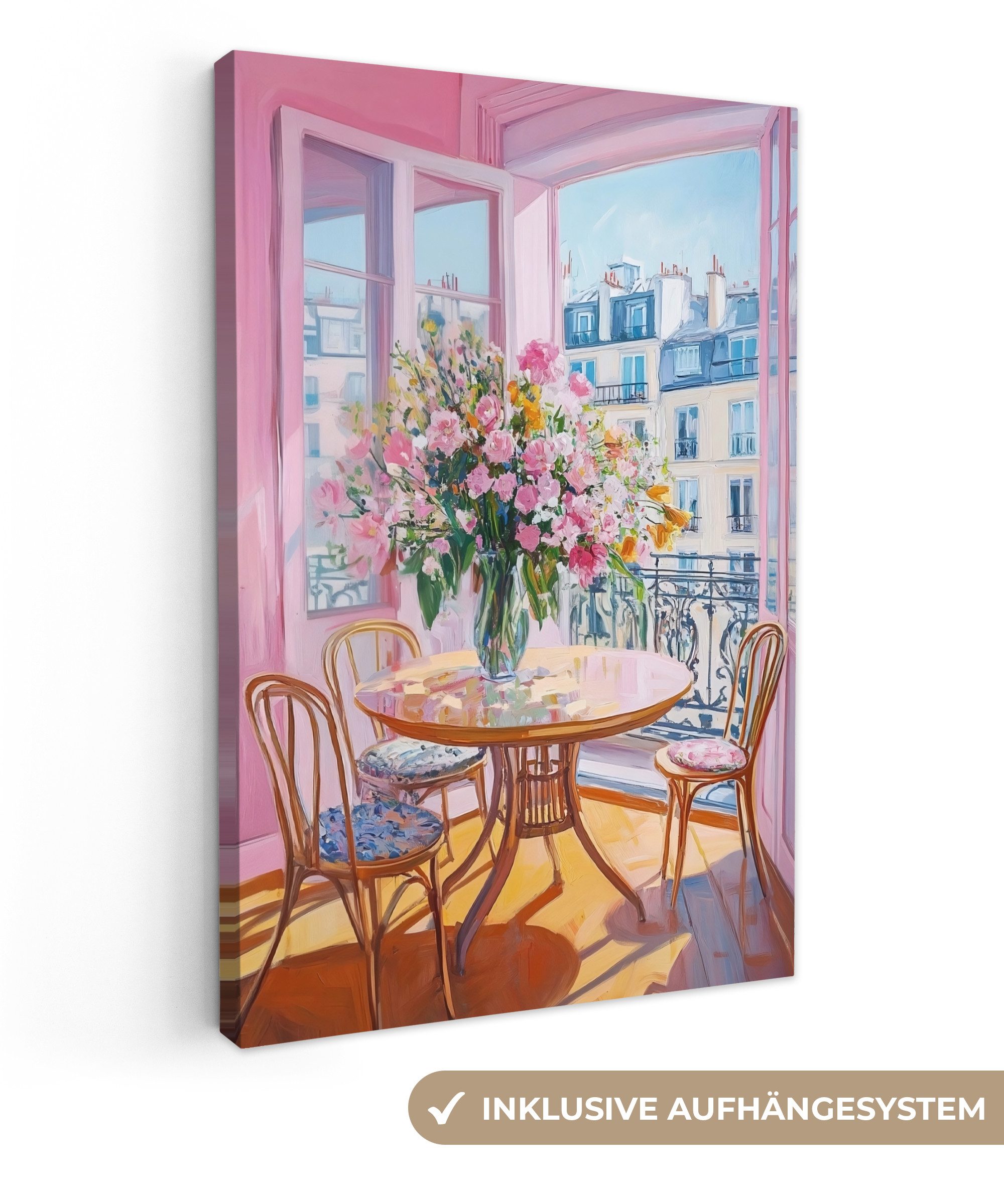OneMillionCanvasses® Leinwandbild Rosa - Stadt - Blumen, Fotodruck (1 St), günstig online kaufen