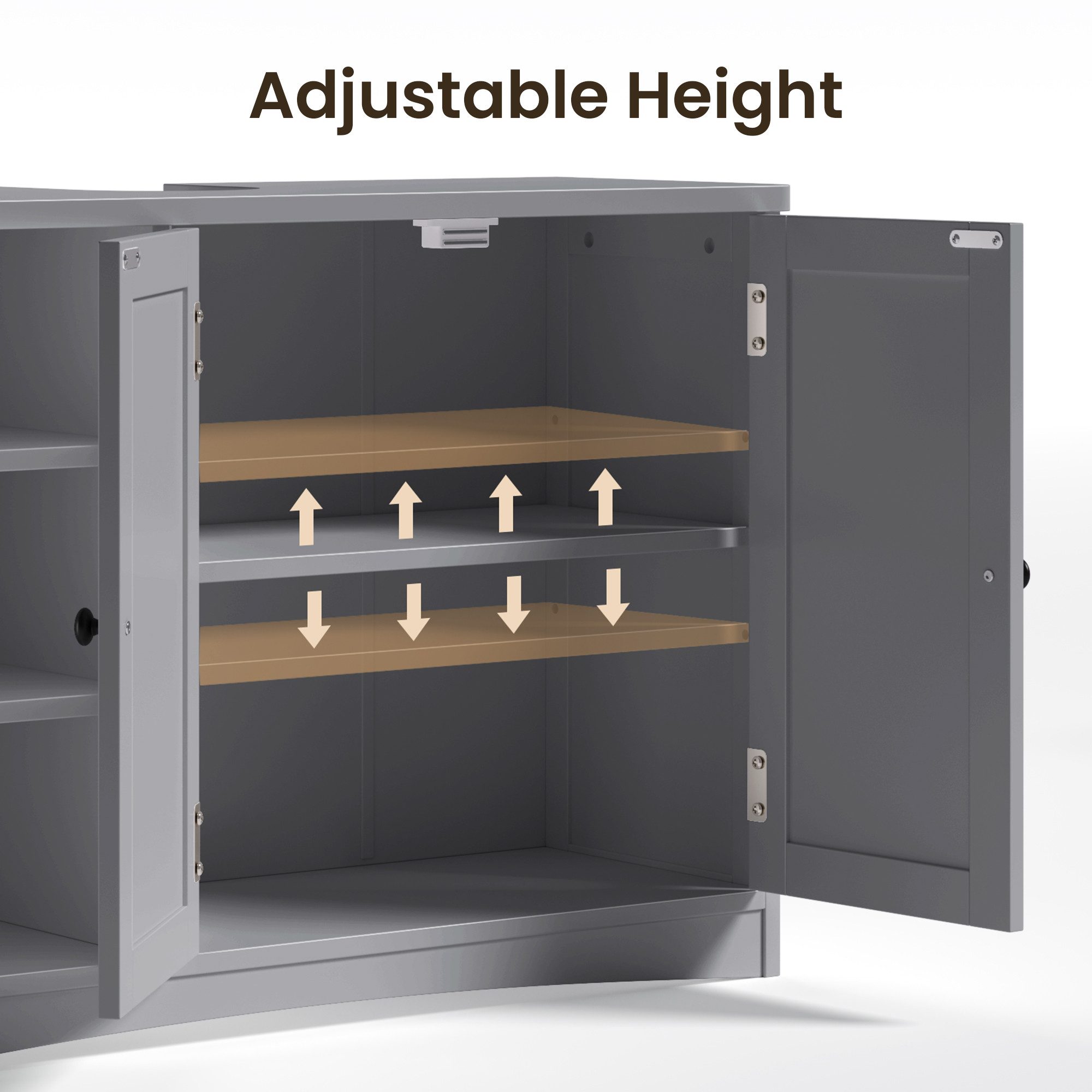 Bealife Waschbeckenunterschrank Badezimmerschrank 90 x 30 x 60 cm, mit 2 Türen, 5 Fächern