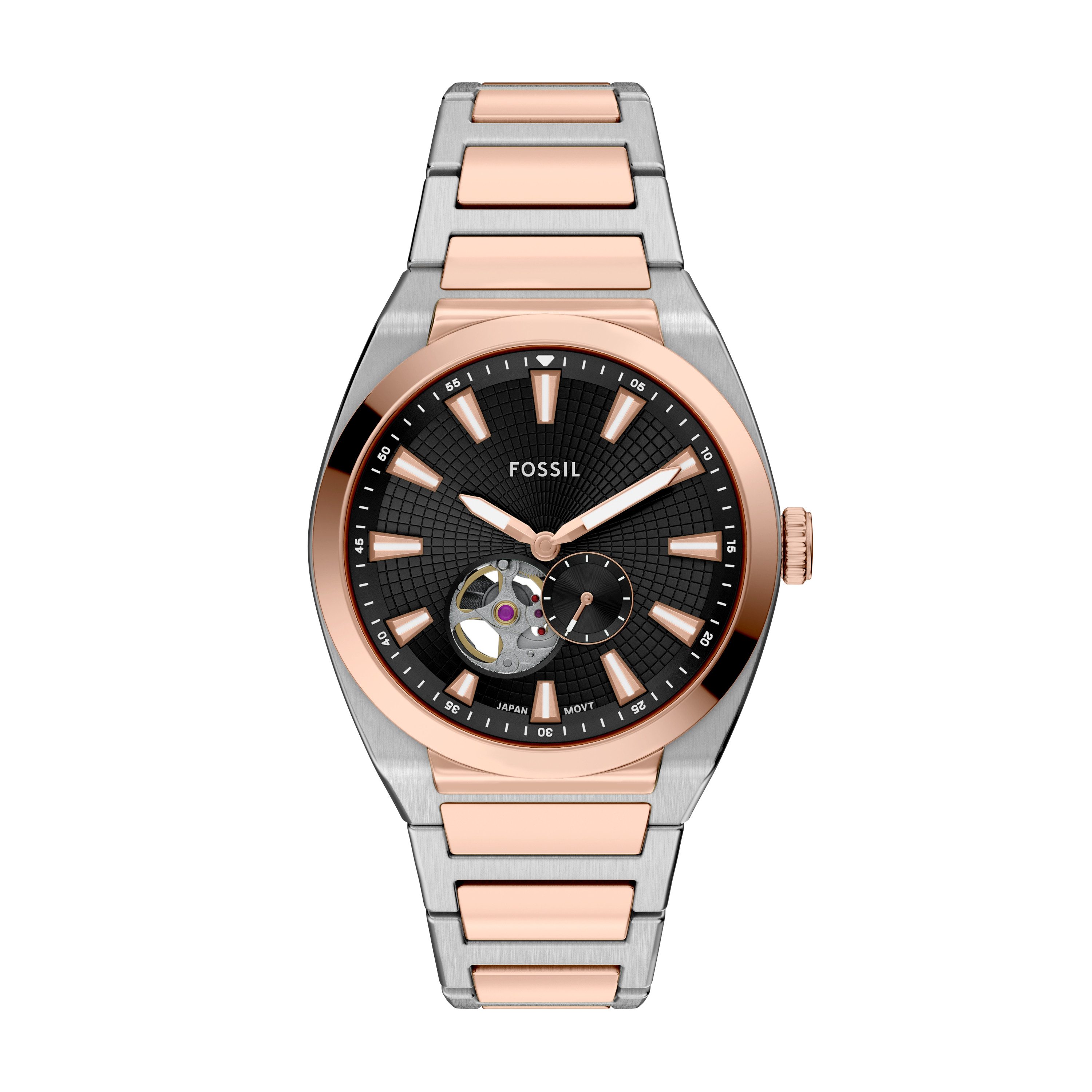 Fossil EVERETT ME3277, Armbanduhr, Herrenuhr, Mechanische Uhr, Edelstahlarmband, analog