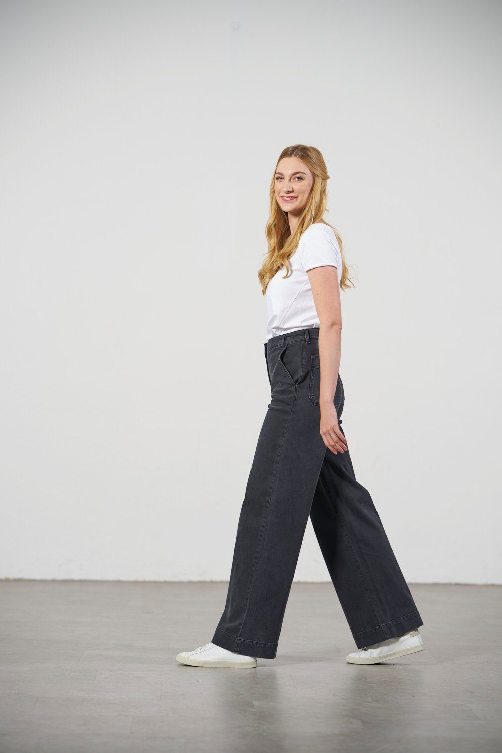Feuervogl High-waist-Jeans fv-Fr:051, Weites Bein, Hohe Taille, Hyperflex 5-Pocket-Style