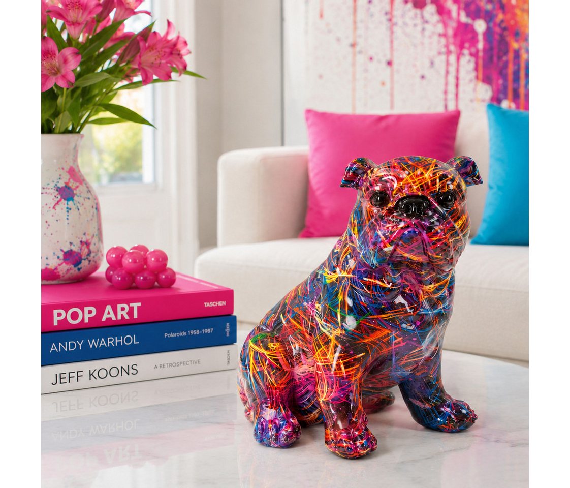 MF Tierfigur Bulldogge Figur Chroma im Popart Style moderne Deko Skulptur (1 St)