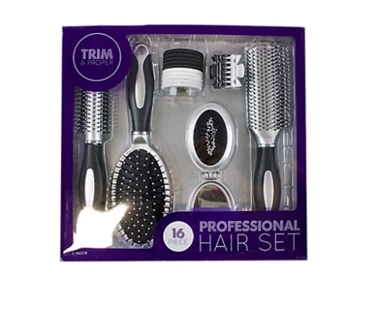 mit Haargummi& und teilig Haarbürste 16 Spange Taschenspiegel Haarbürsten-Set Bürste RHP