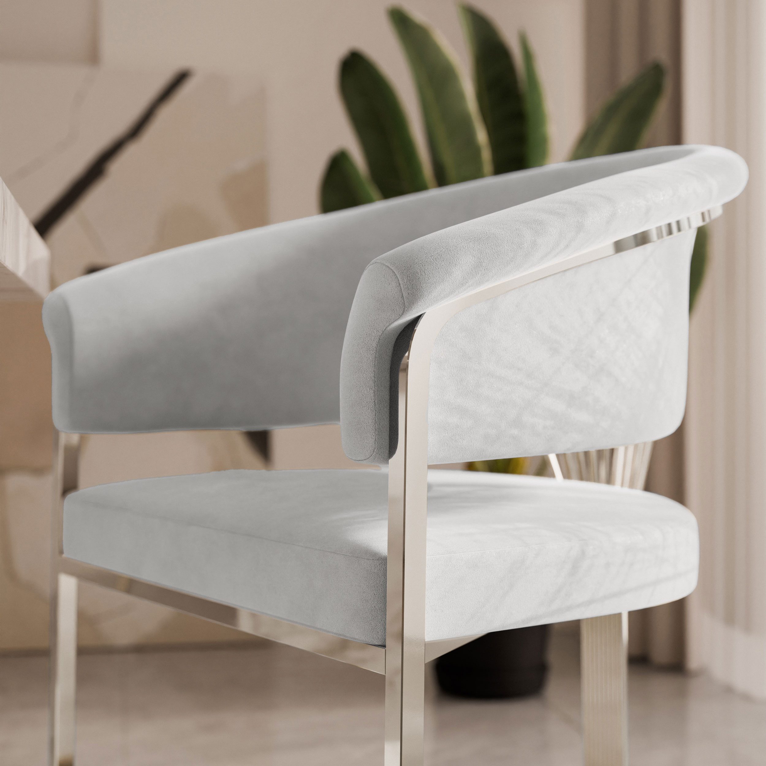 Lookway Polsterstuhl MOUNIR SILVER mit einem silberfarbenen, verchromten Gestell