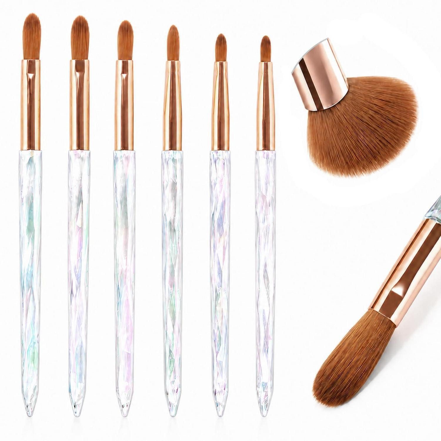 LuxusKollektion Nageldesign Zubehör Acryl Nagel Pinsel Set 6tlg Kristallfarbe