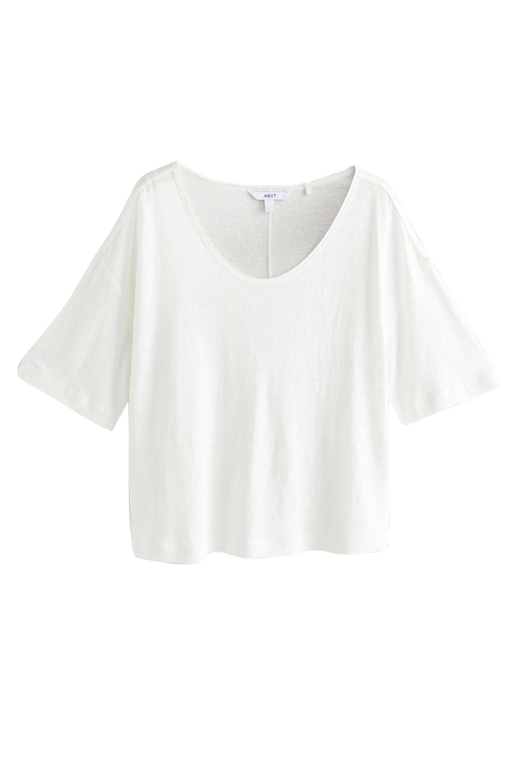 Next T-Shirt Weiches T-Shirt mit U-Ausschnitt, Leinen-Modalmix (1-tlg) günstig online kaufen