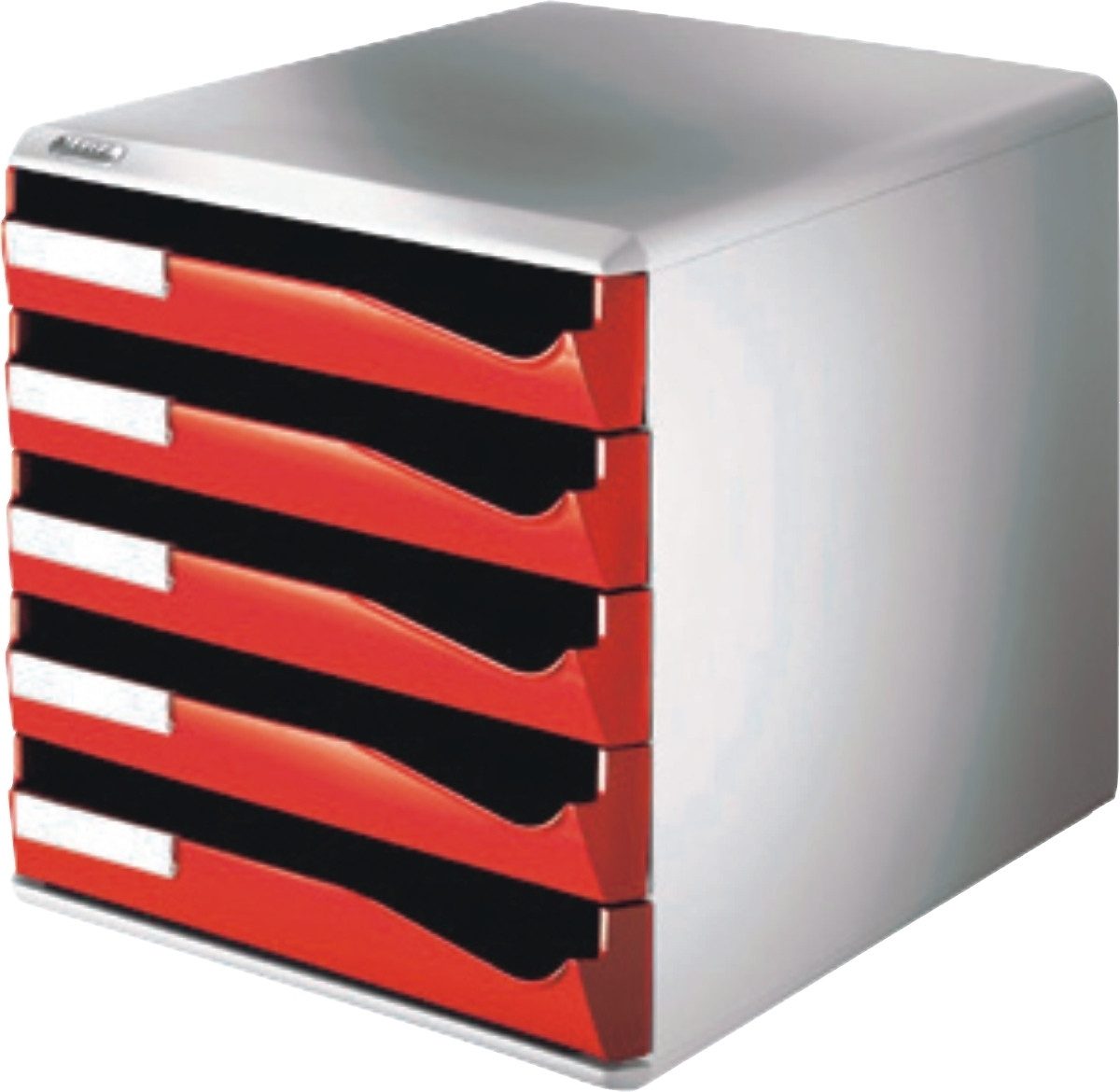 LEITZ Organizer Schubladenset Postset 5 Schubladen lichtgrau/rot