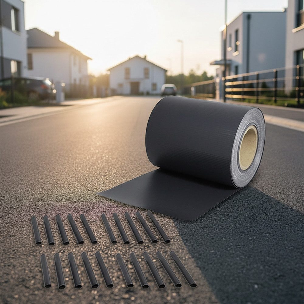 Melko Doppelstabmattenzaun PVC Sichtschutzstreifen 35 o. 65 Meter Grau Grün Zaunblende Folie, (Stück, 1-St., Sichtschutz mit Clips), Blickdichte Qualität