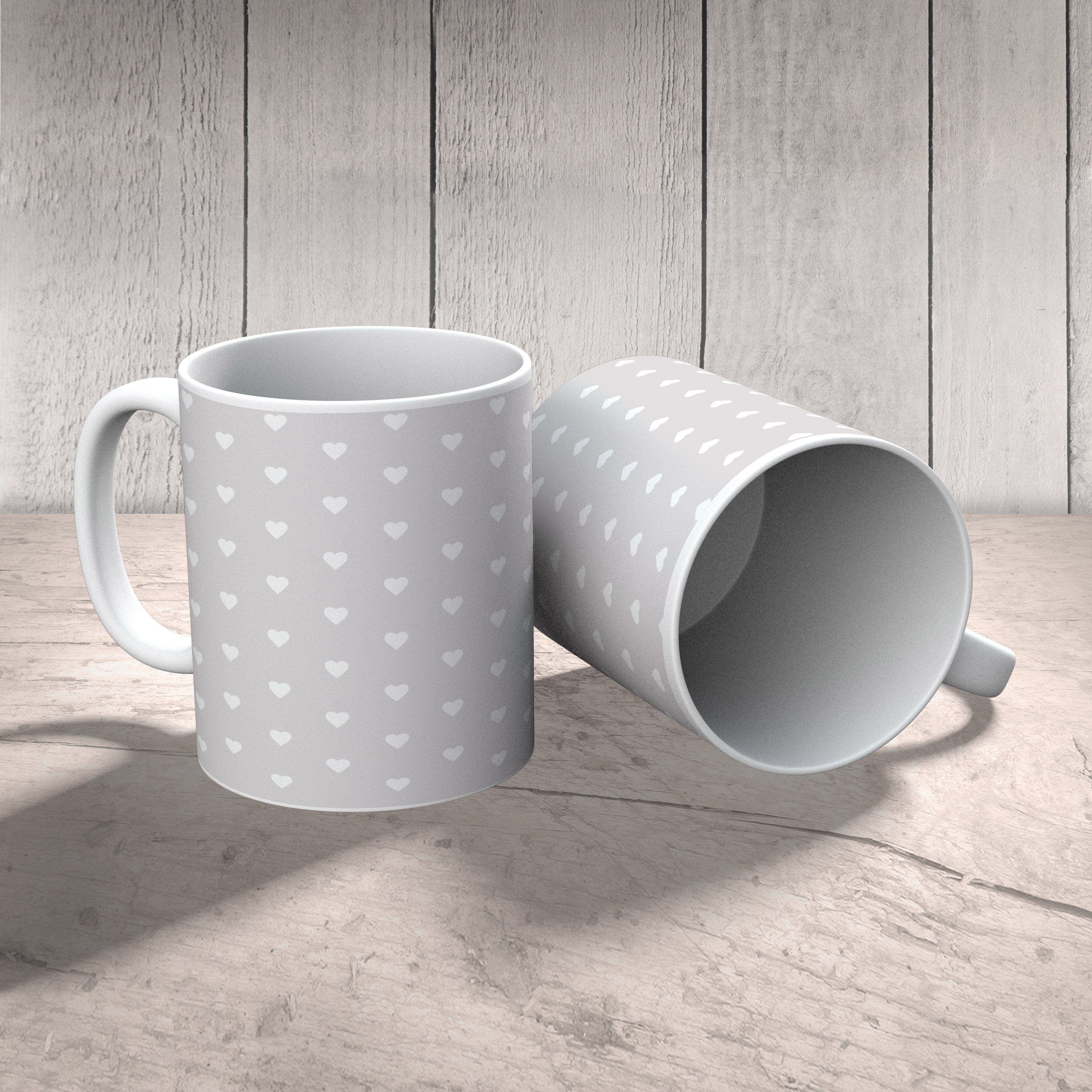 Grau Pastell Teetasse, Tasse Liebesgeschenk, Kuscheln - Panda & Geschenk, - Mrs. Keramik Mr. Pinguine